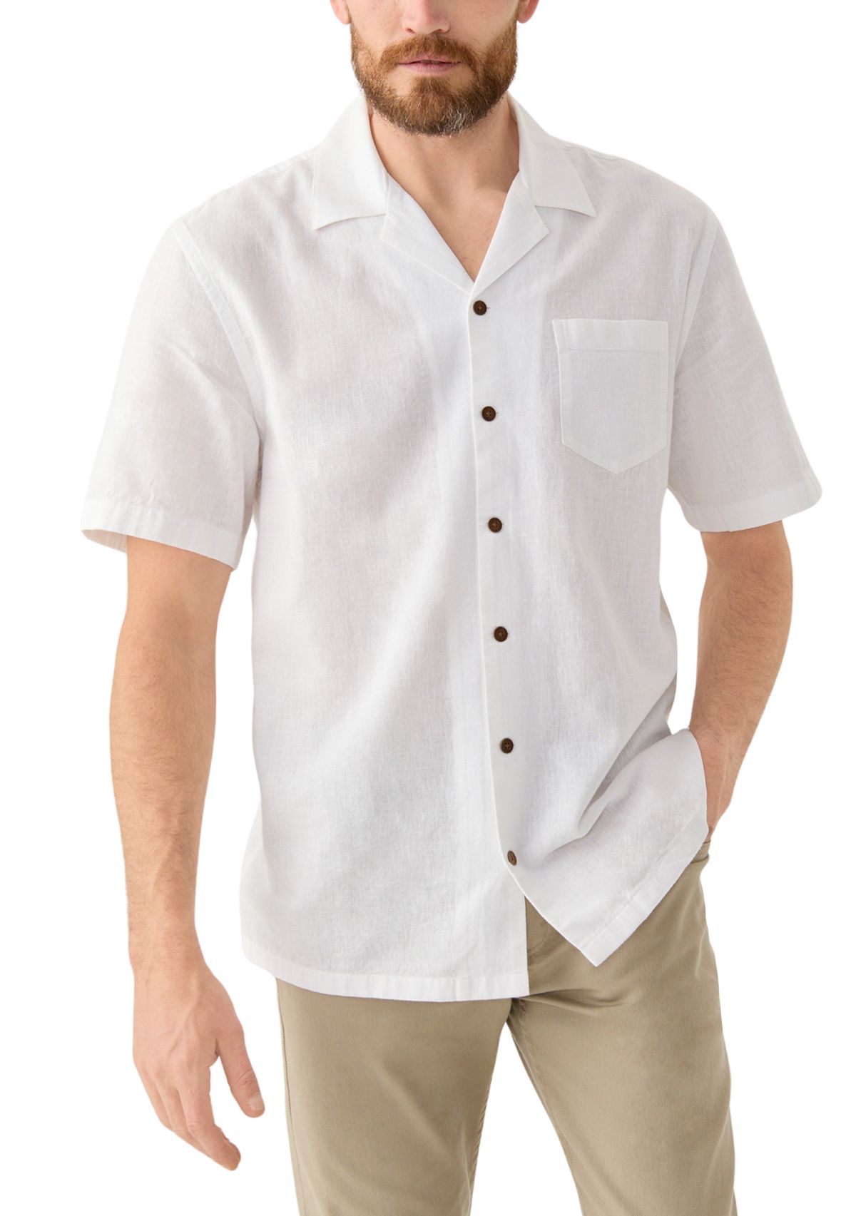 Short Sleeve Cotton Linen Camp Shirt 