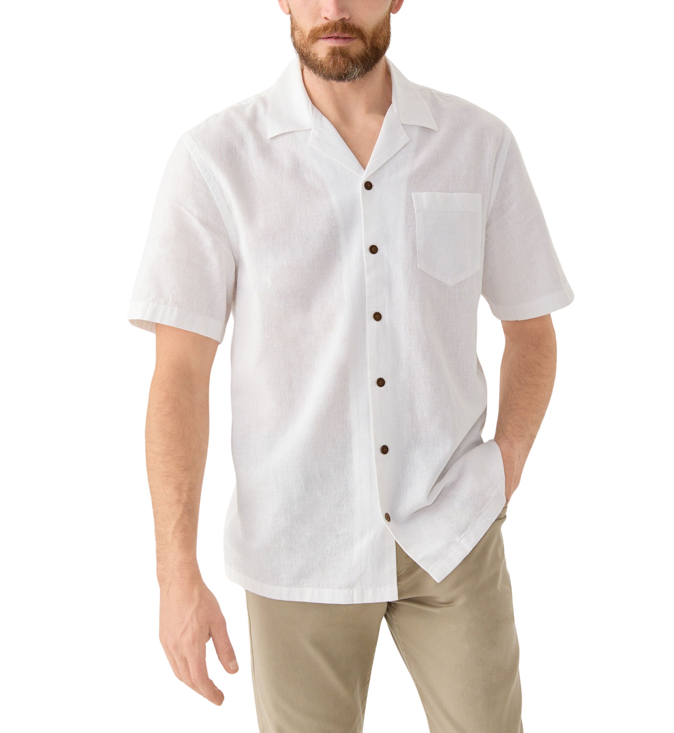 Short Sleeve Cotton Linen Camp Shirt 