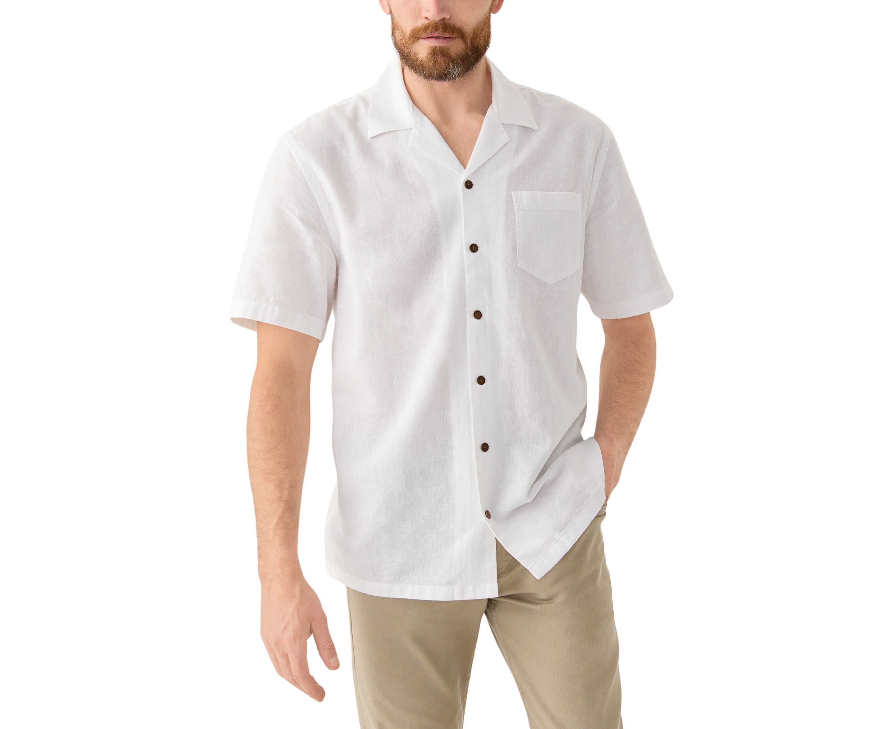 Short Sleeve Cotton Linen Camp Shirt 