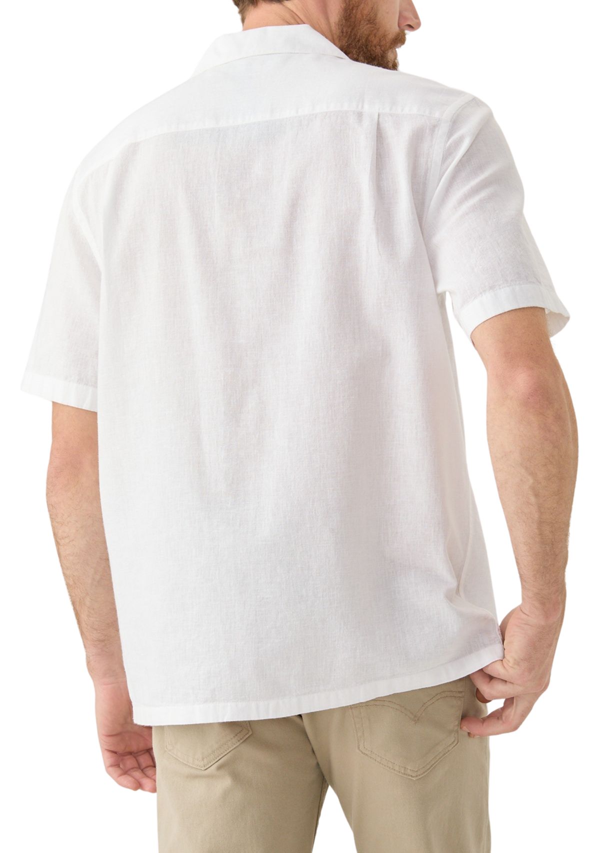 Short Sleeve Cotton Linen Camp Shirt 