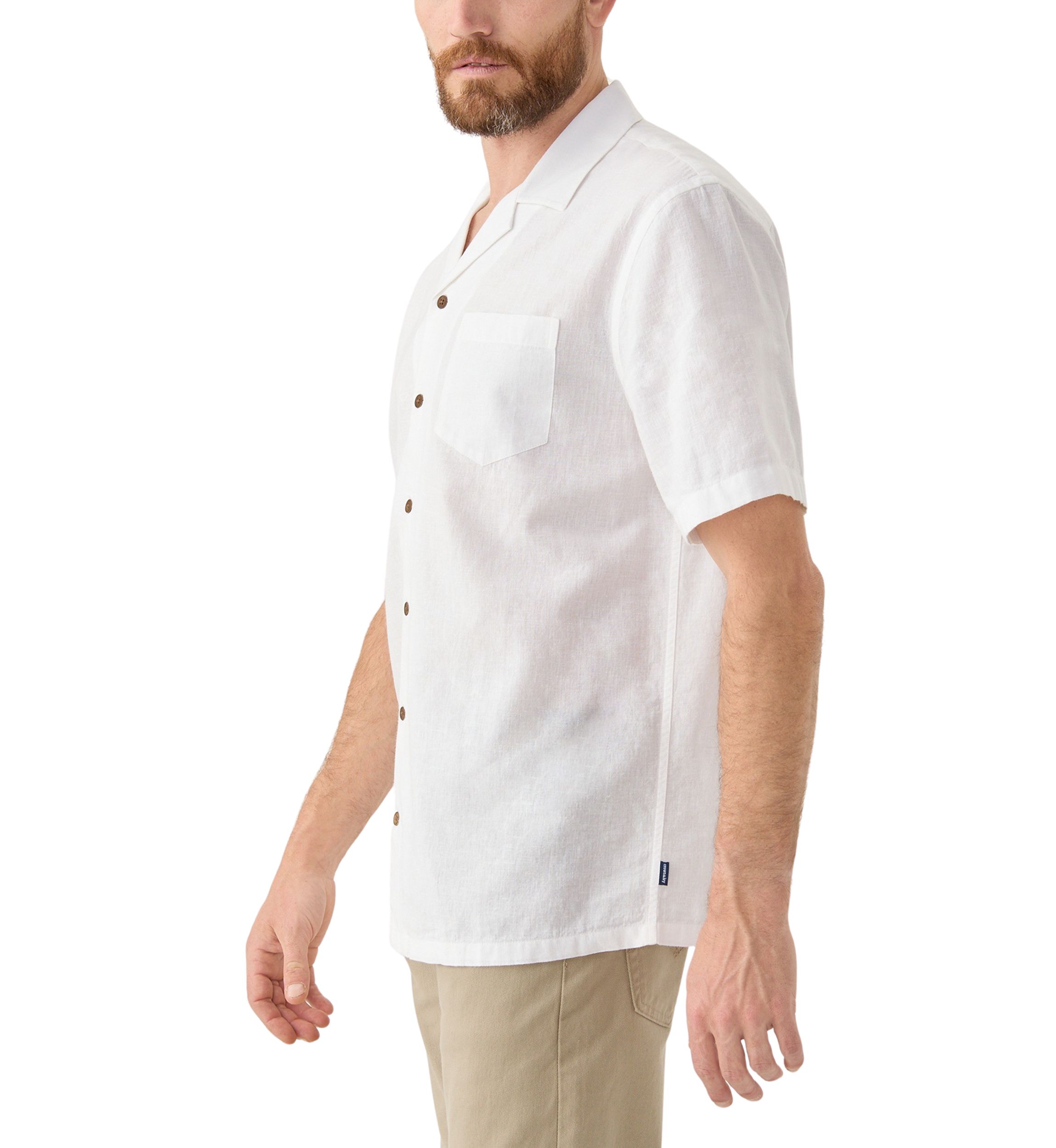 Short Sleeve Cotton Linen Camp Shirt 