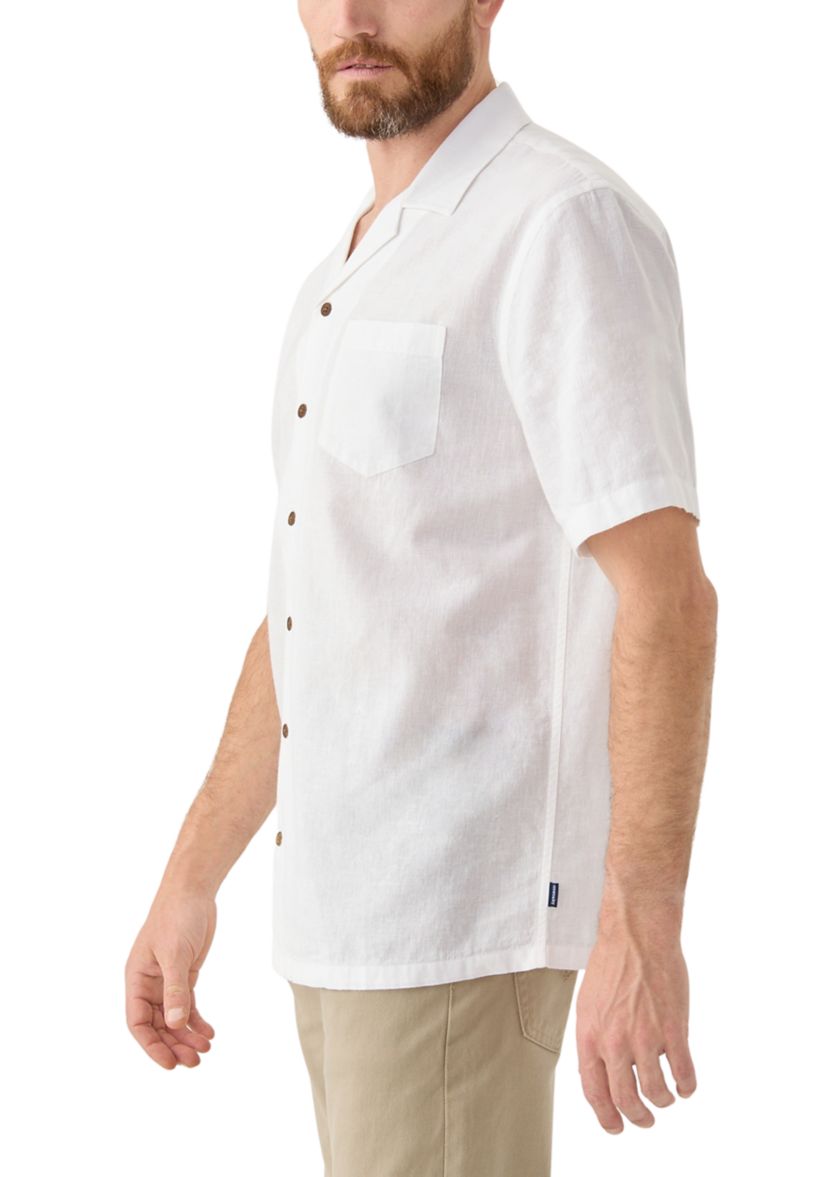 Short Sleeve Cotton Linen Camp Shirt 