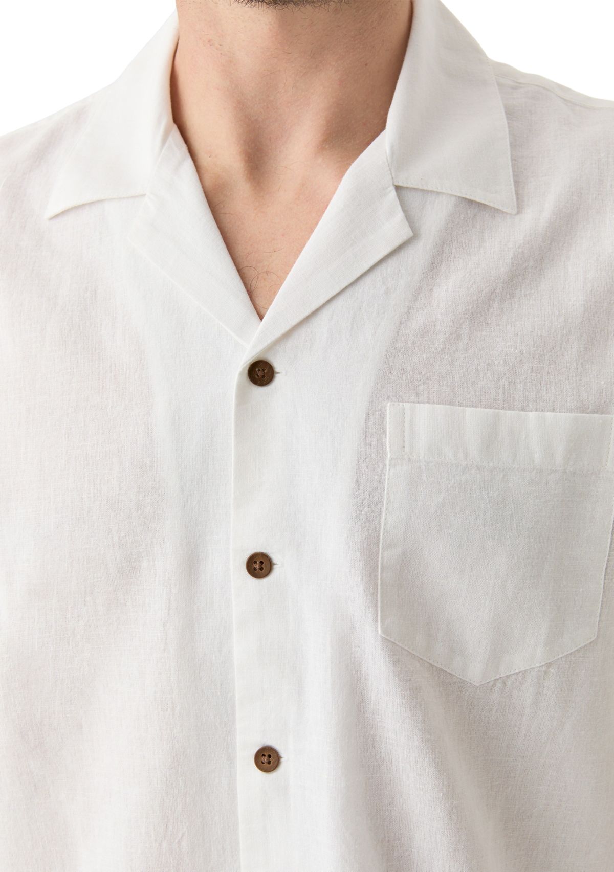 Short Sleeve Cotton Linen Camp Shirt 