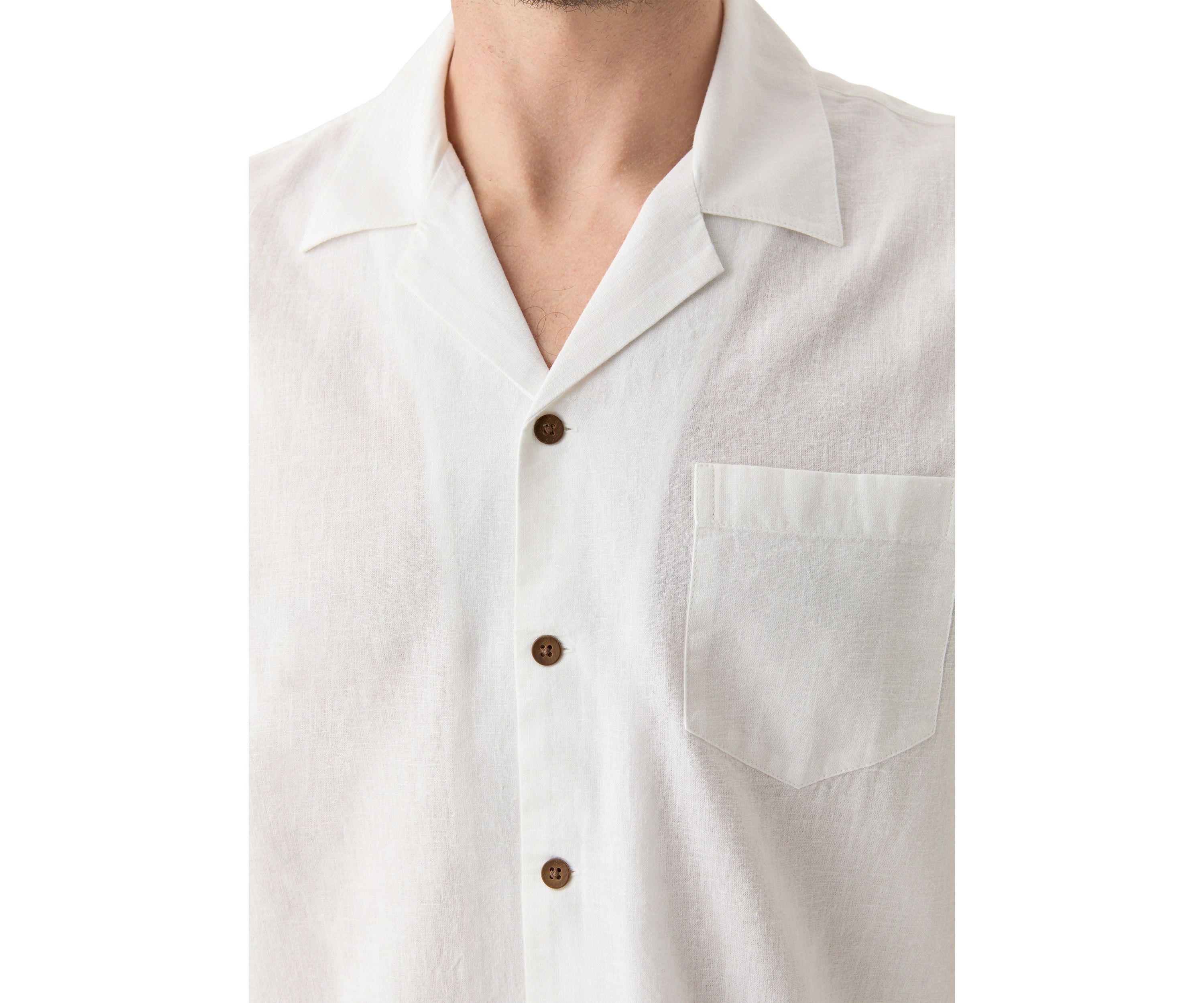 Short Sleeve Cotton Linen Camp Shirt 