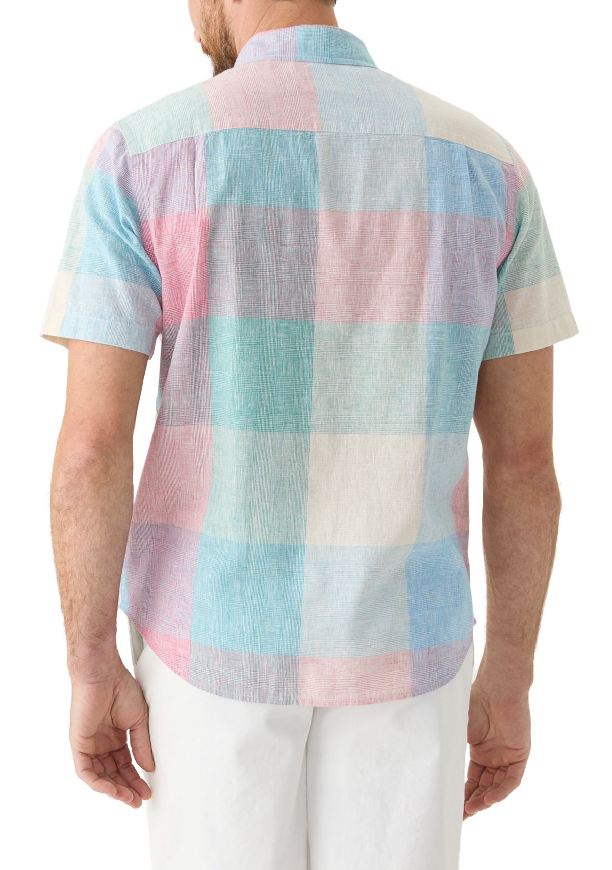 Short Sleeve Linen Cotton Patterned Shirt
