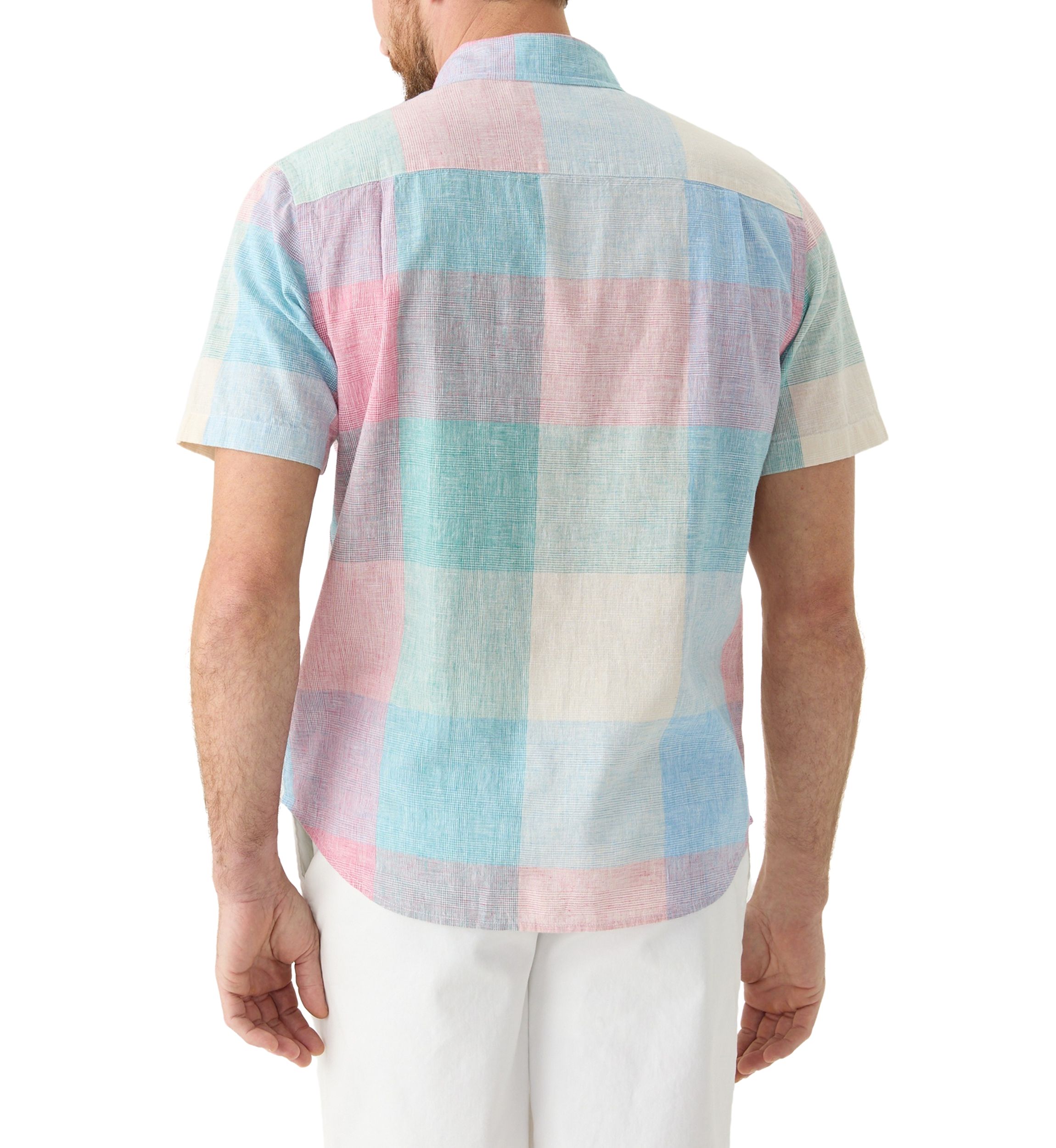 Short Sleeve Linen Cotton Patterned Shirt