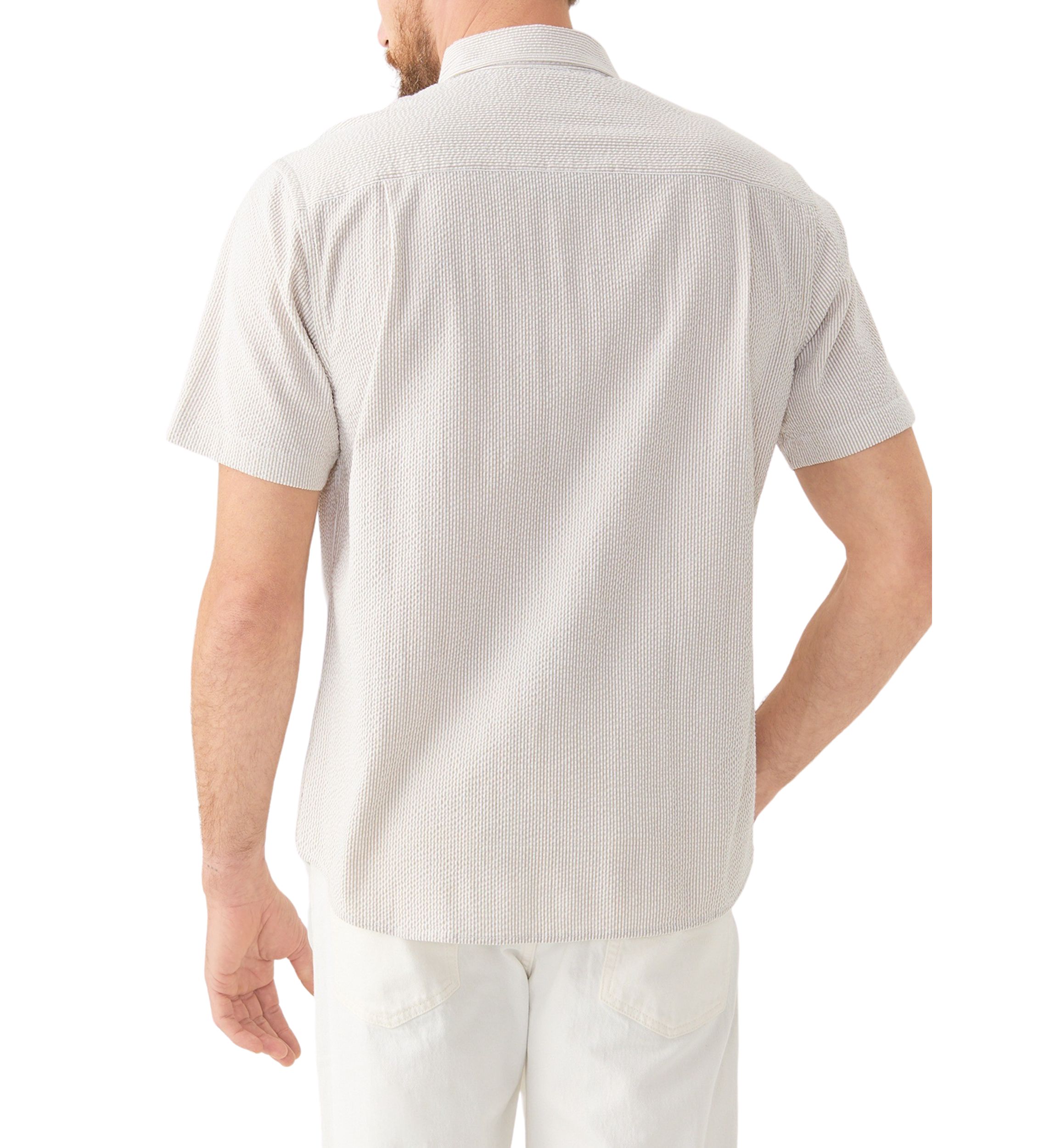 Short Sleeve Seesucker Stripe Button Down Shirt 