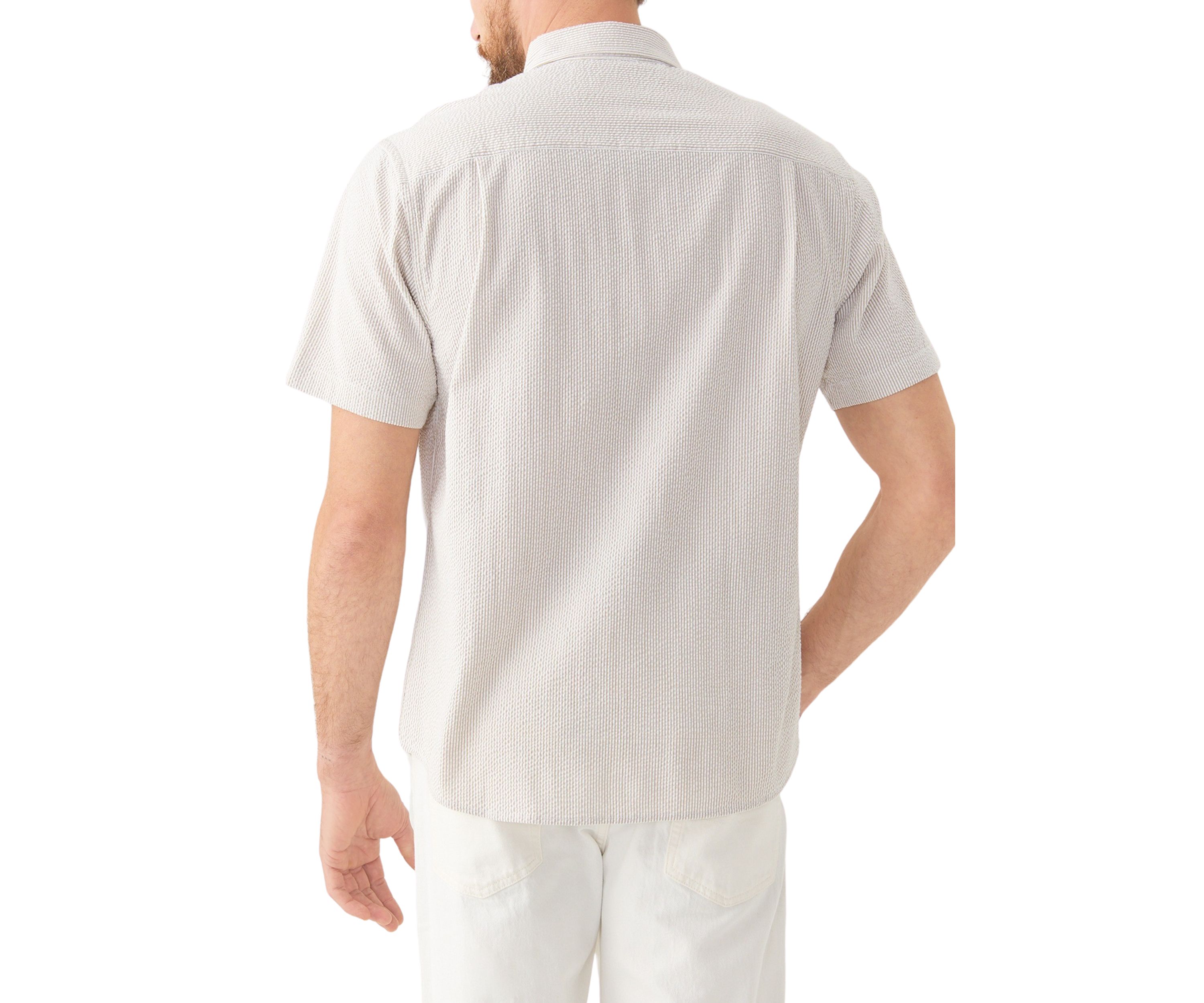 Short Sleeve Seesucker Stripe Button Down Shirt 