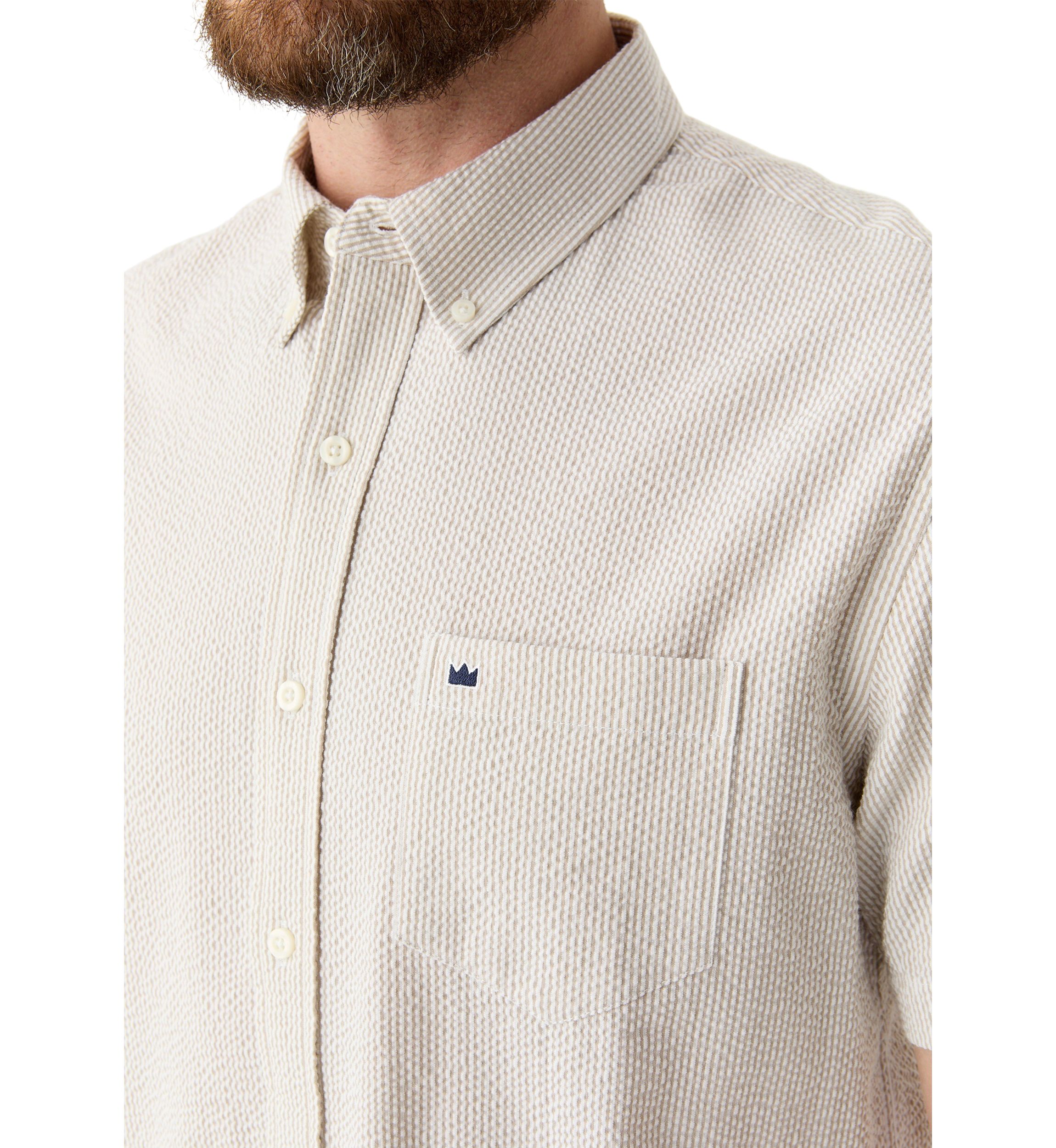 Short Sleeve Seesucker Stripe Button Down Shirt 