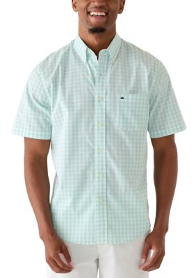 Crown & Ivy Men's Short Sleeve Poplin Plaid Shirt, 2XL