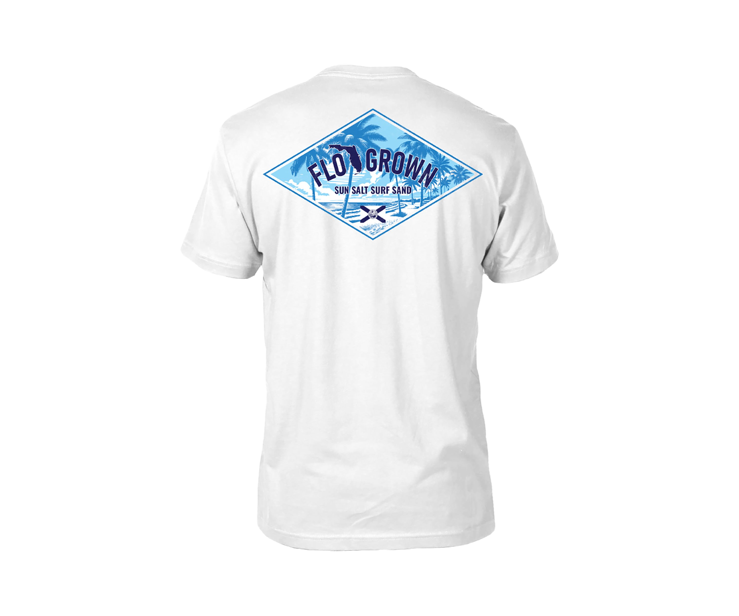 Mens Short Sleeve Blue Beach Landscape Graphic T-Shirt