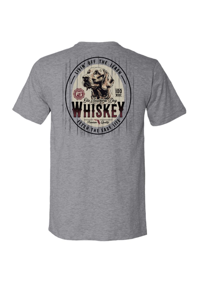 Mens Short Sleeve Graphic Southern Dog Whiskey T-Shirt