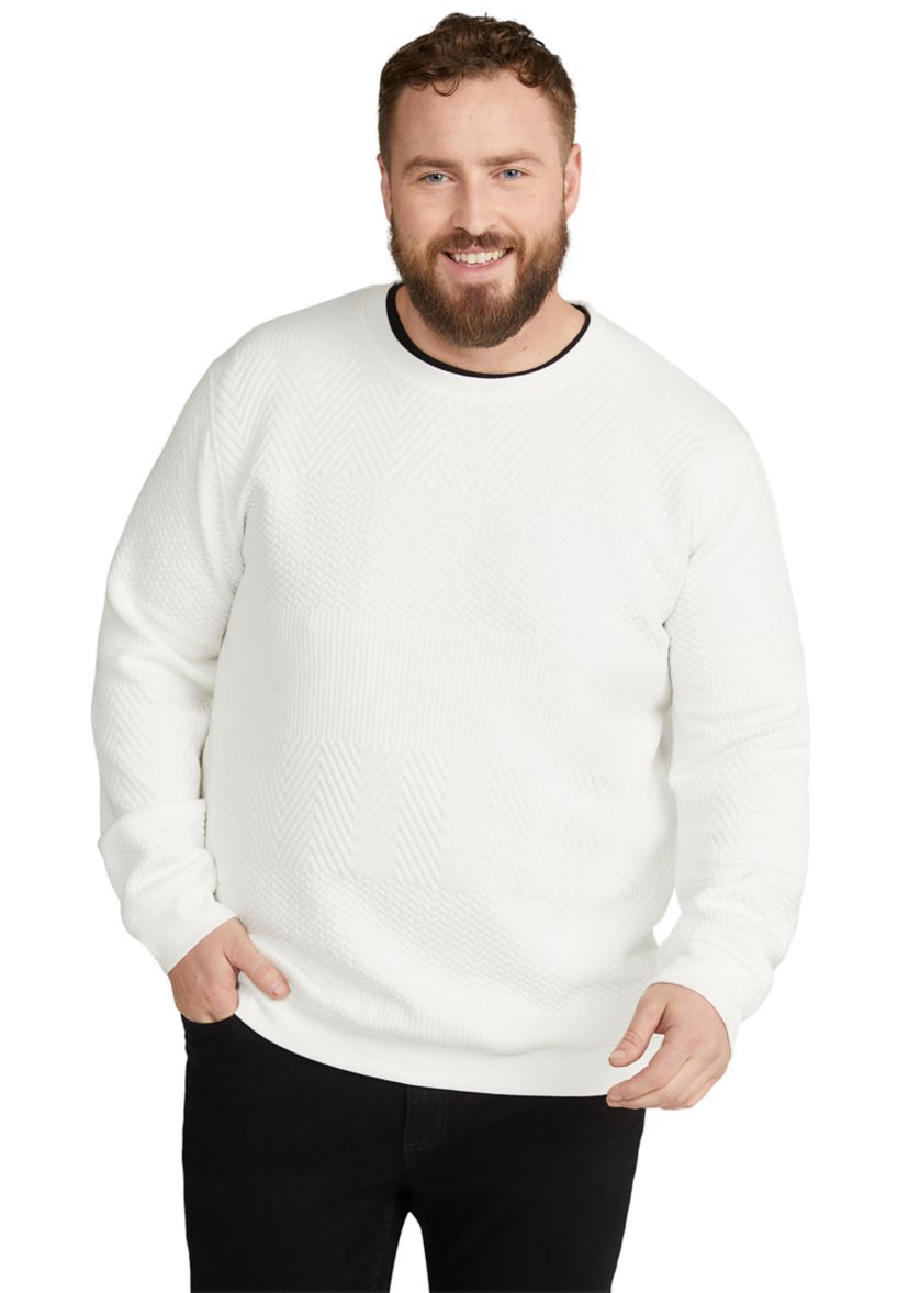 SY32白　サイズXL BONDING JAQUARD CREW NECK Johnny Bigg Big & Tall Long Sleeve Bradley Jacquard Crew Neck