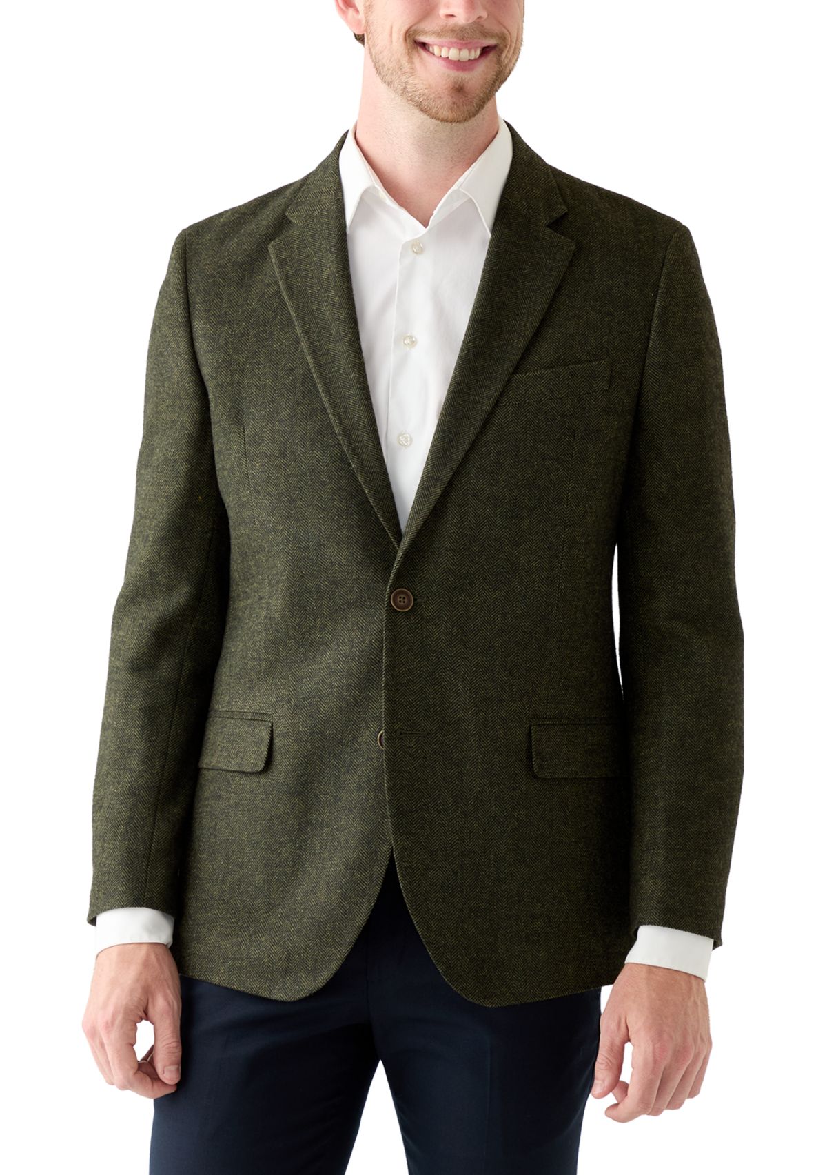 Olive Herringbone Tweed Sport Coat 