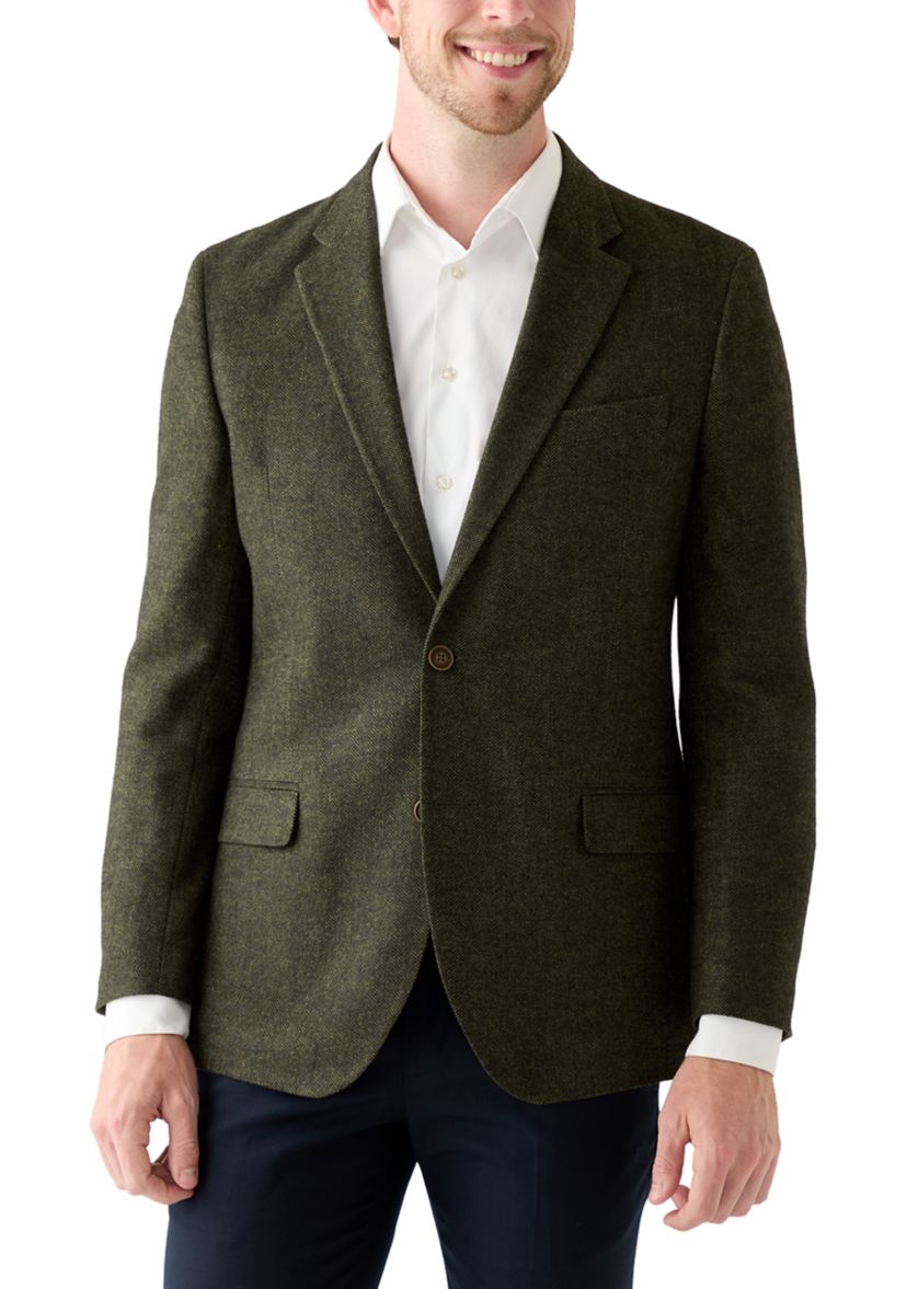 Olive Herringbone Tweed Sport Coat 