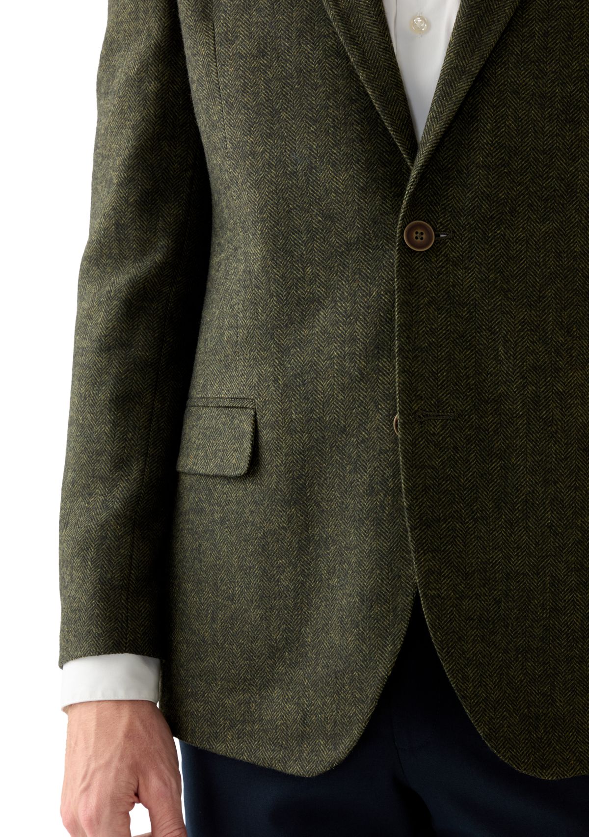 Olive Herringbone Tweed Sport Coat 