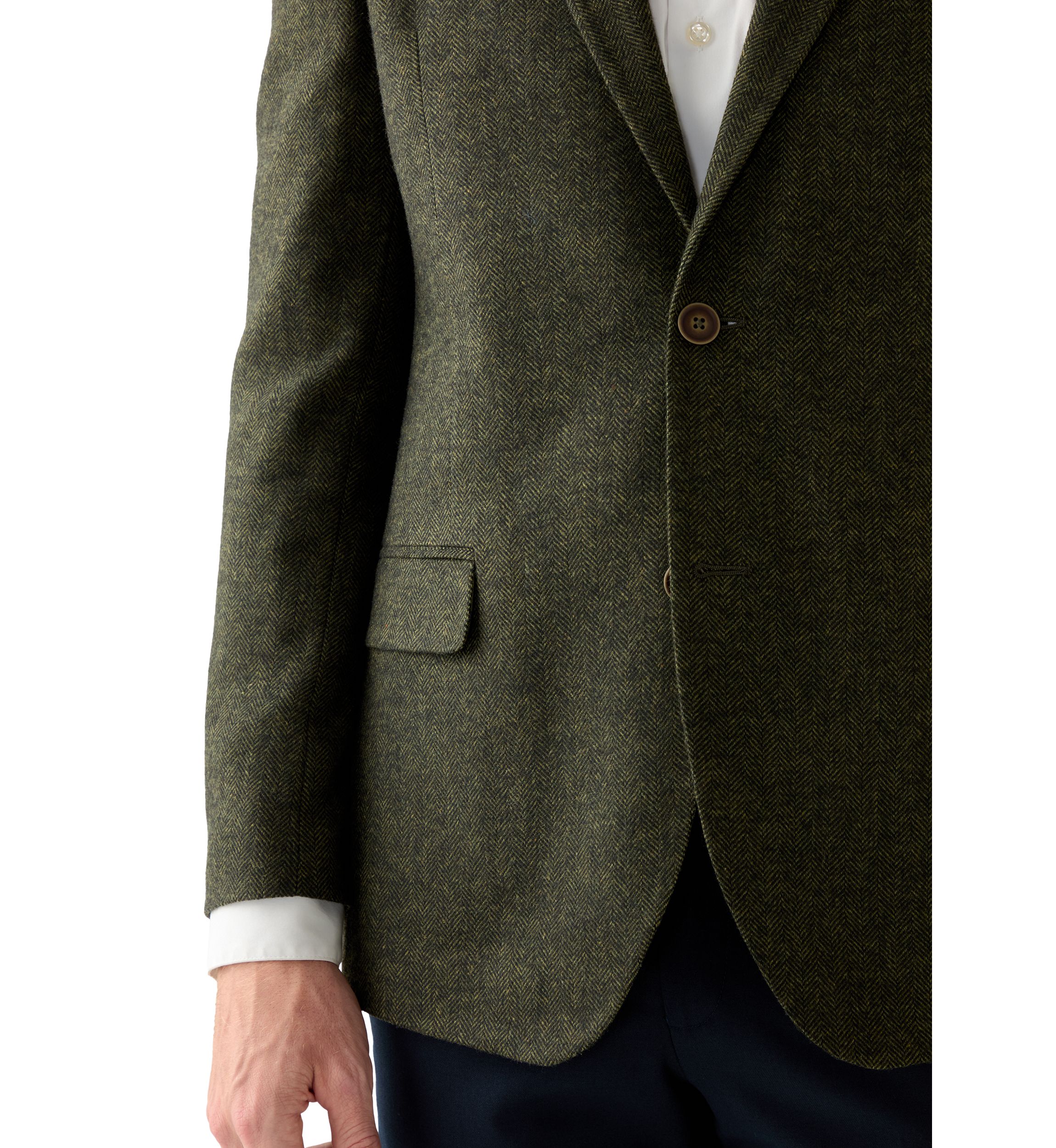 Olive Herringbone Tweed Sport Coat 