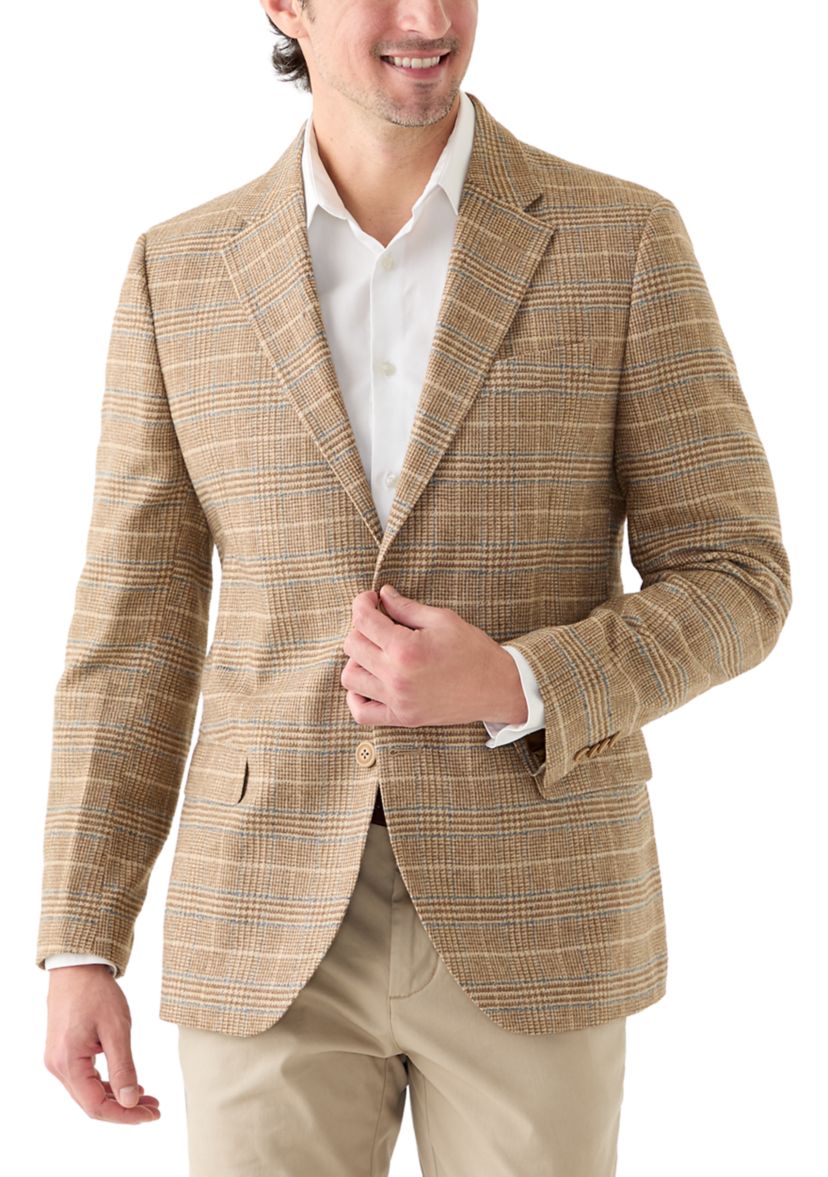 Mens Tan Plaid Sportcoat