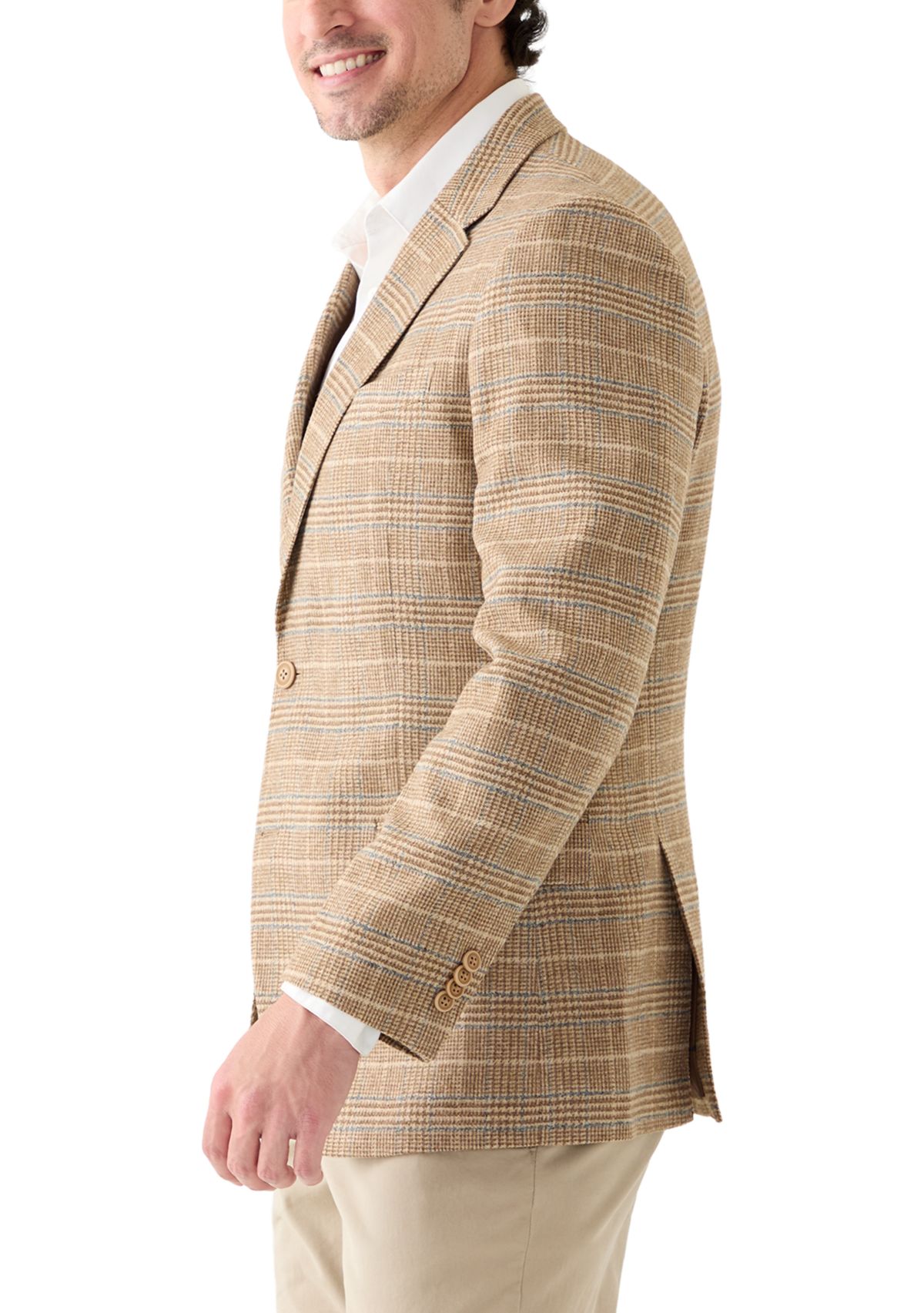 Mens Tan Plaid Sportcoat