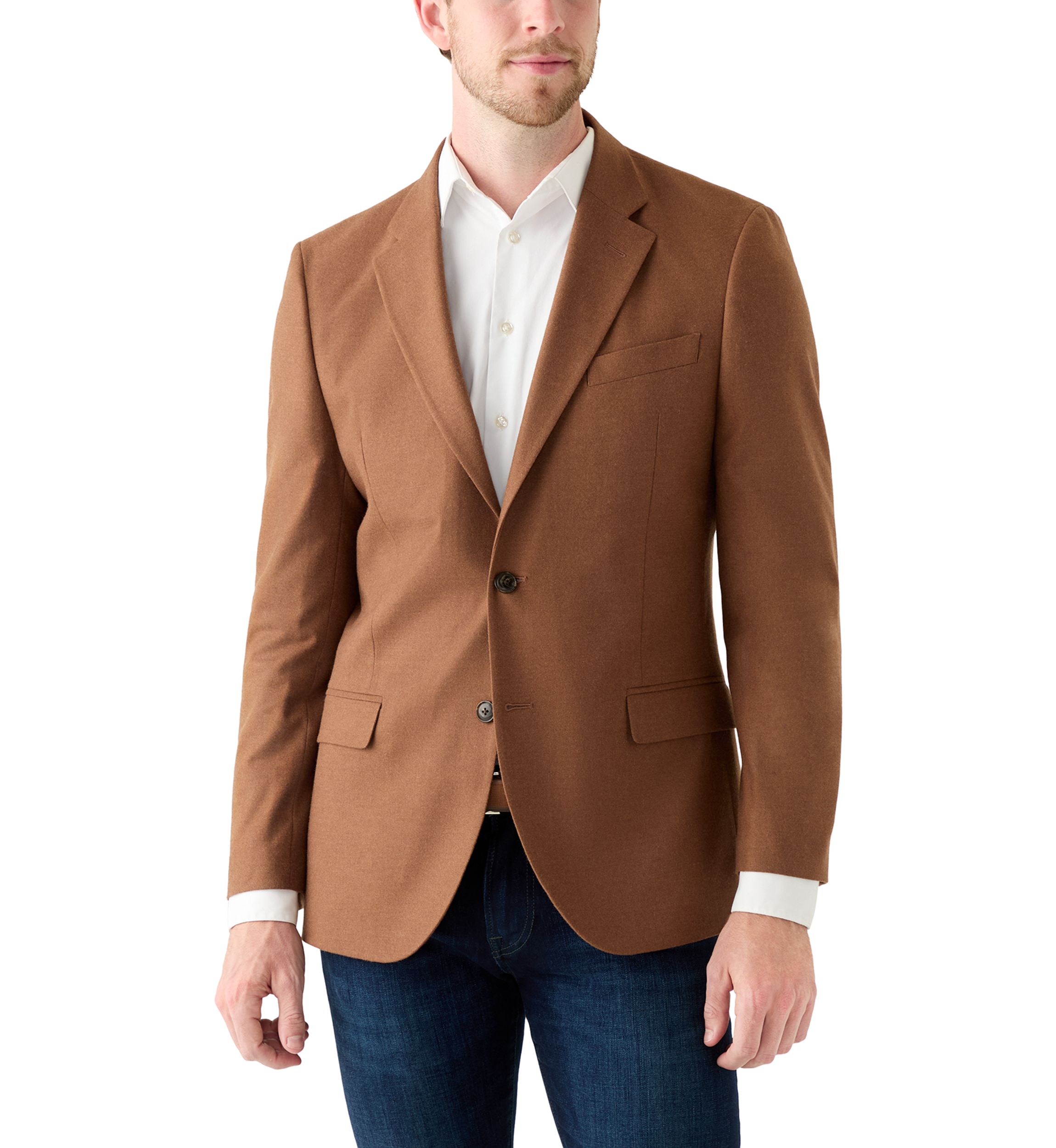 Solid Brown Flannel Touch Sport Coat 