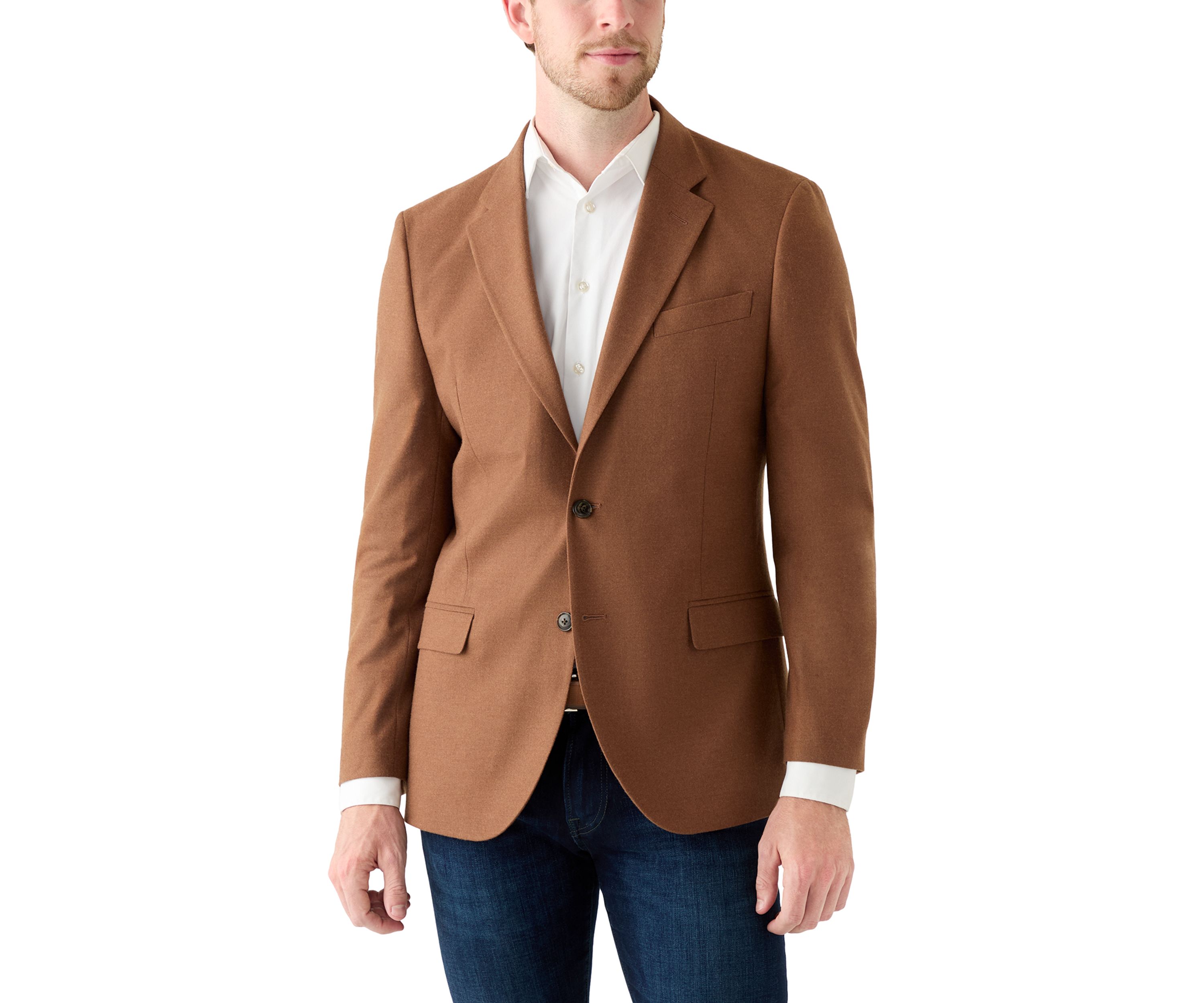 Solid Brown Flannel Touch Sport Coat 
