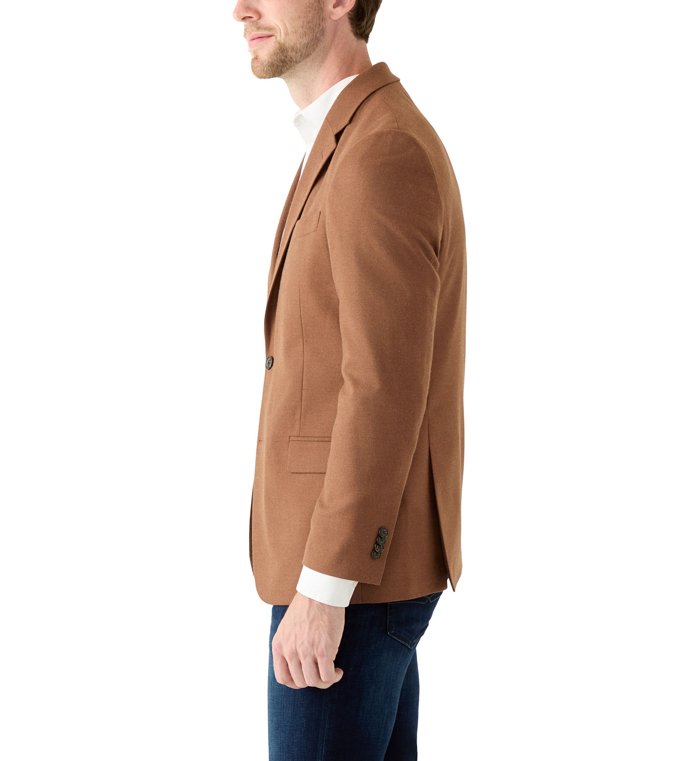 Solid Brown Flannel Touch Sport Coat 