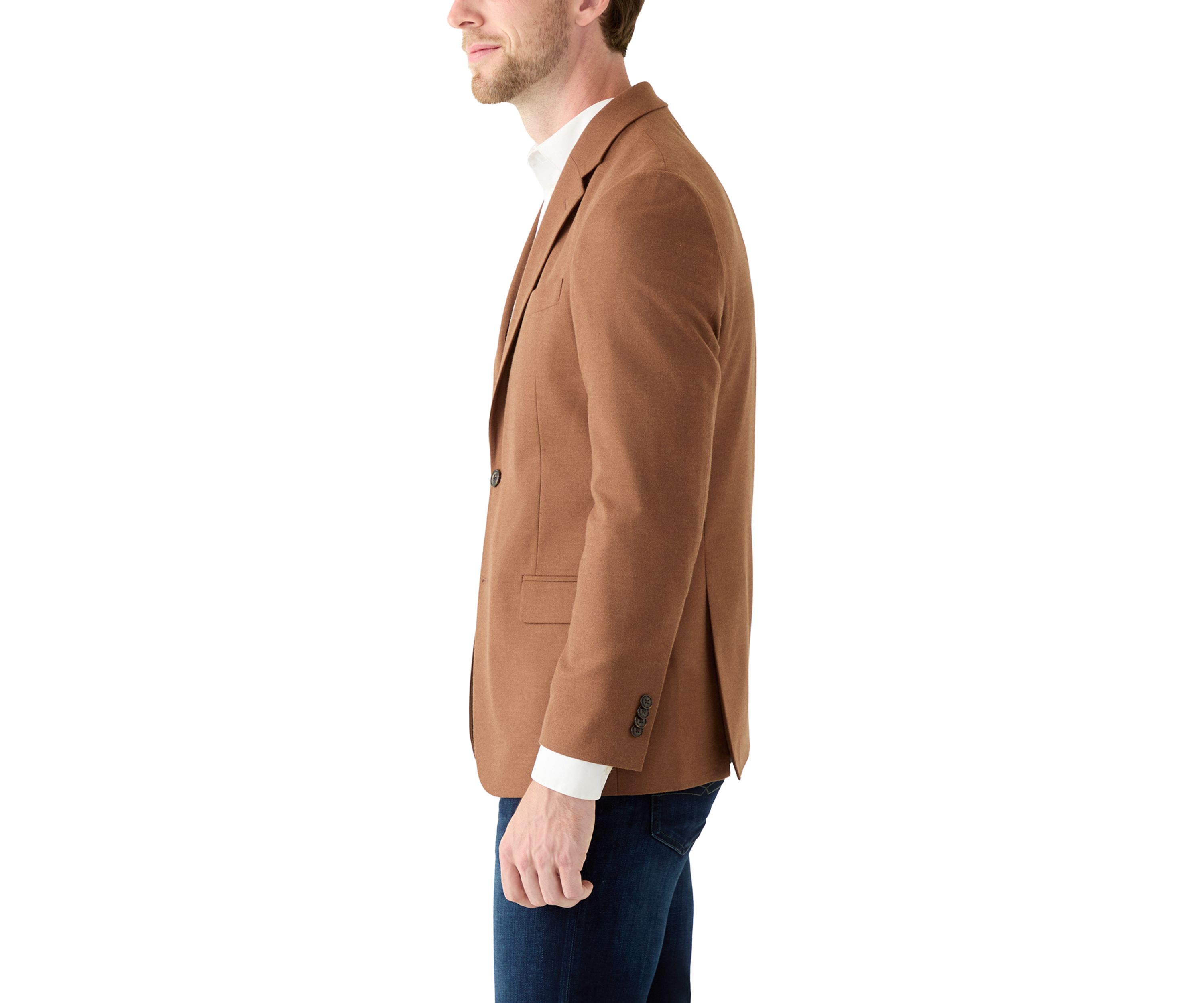 Solid Brown Flannel Touch Sport Coat 