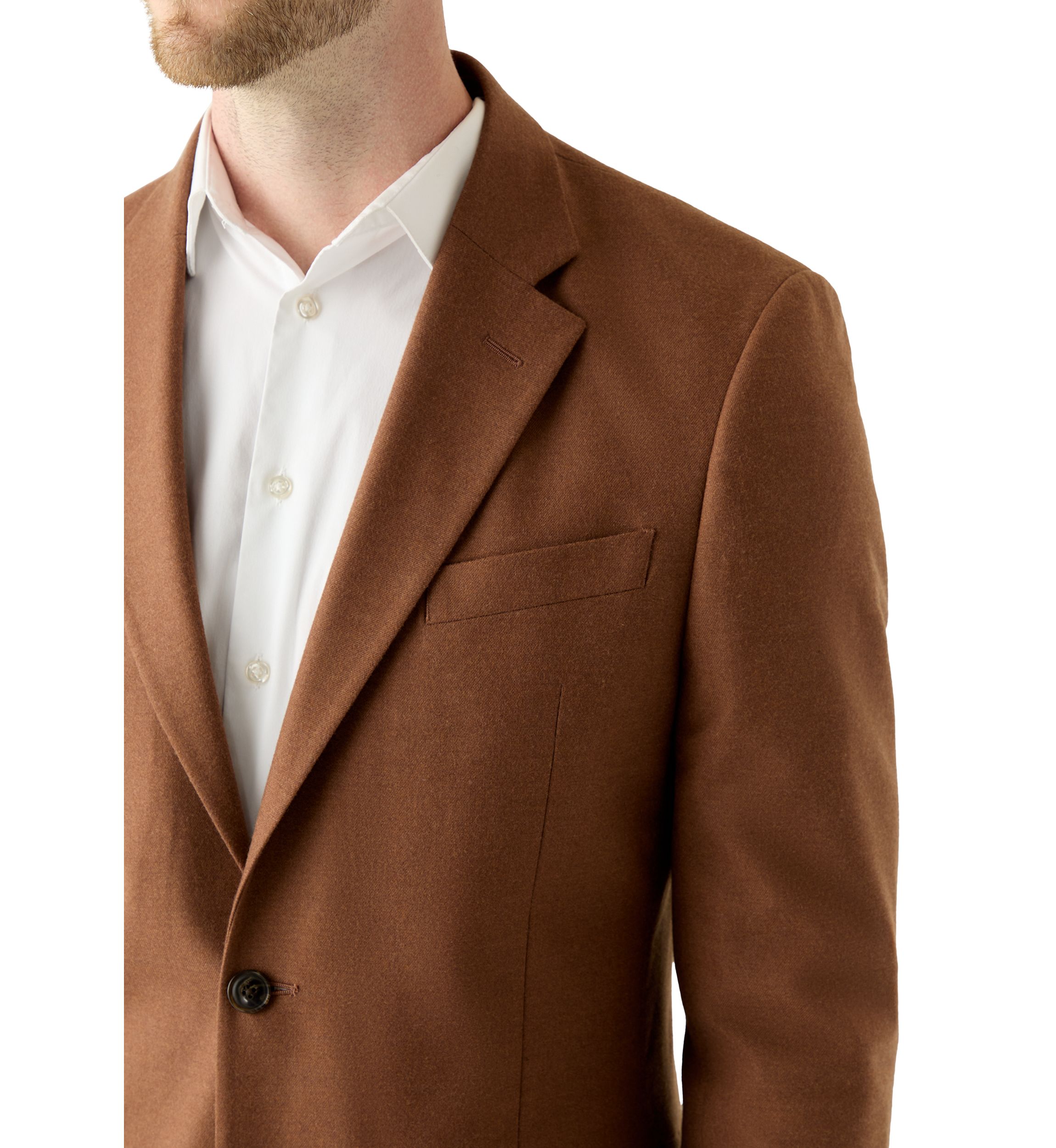 Solid Brown Flannel Touch Sport Coat 