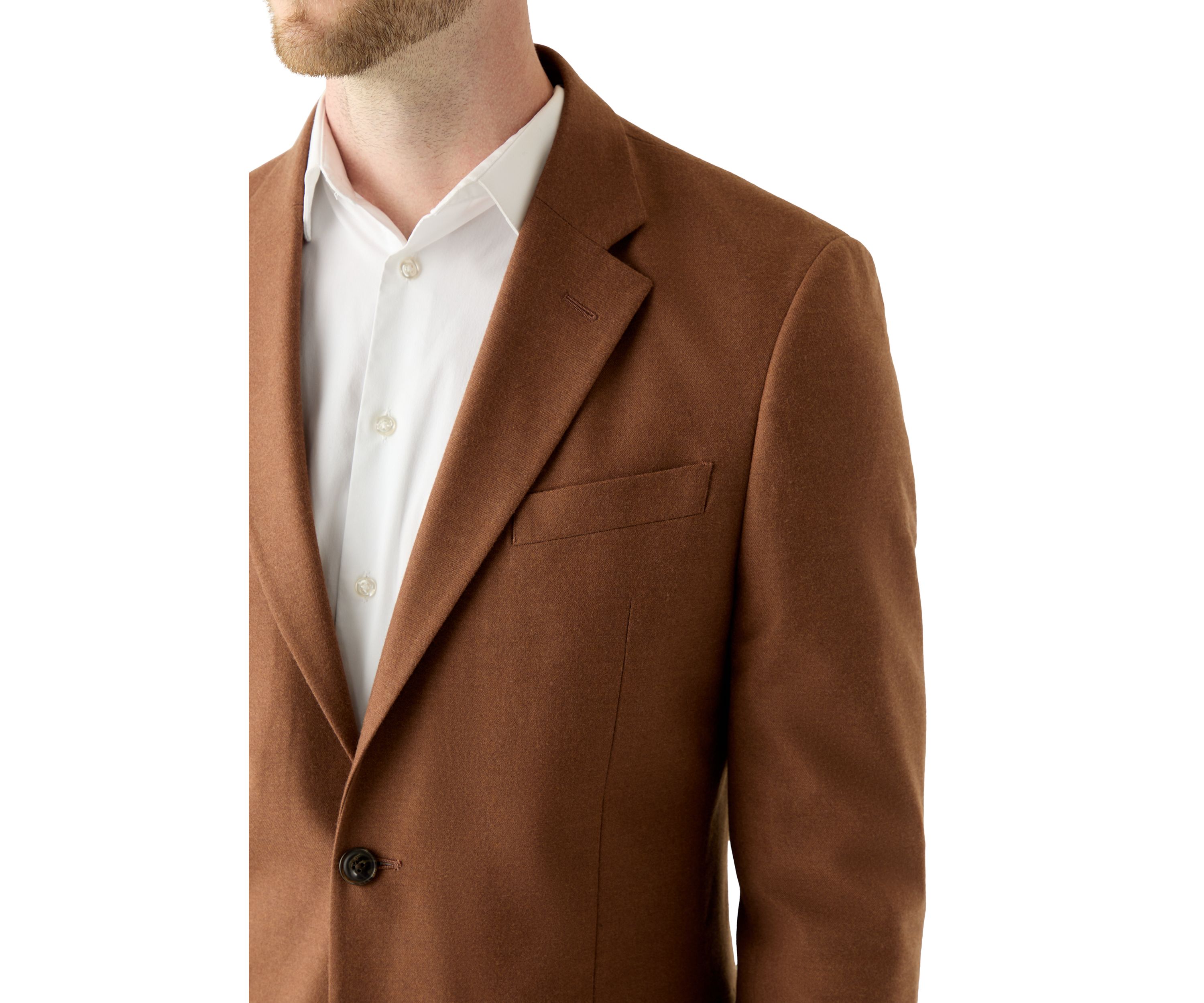 Solid Brown Flannel Touch Sport Coat 