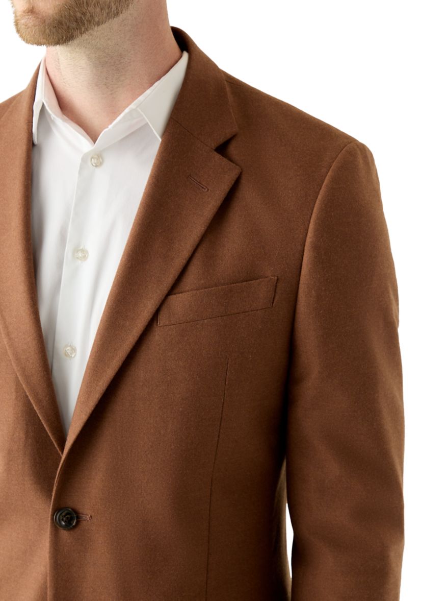 Solid Brown Flannel Touch Sport Coat 