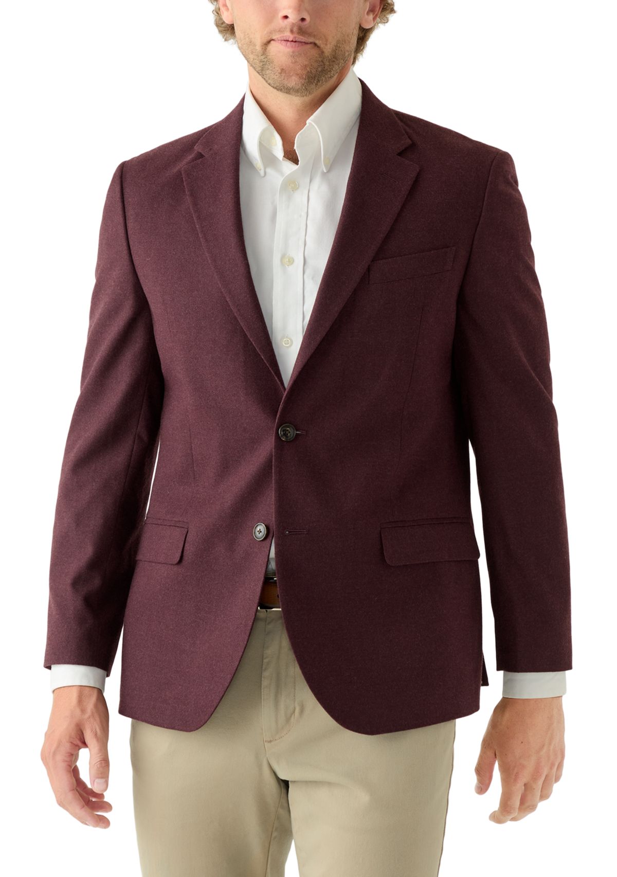 Burgundy Solid Flannel Touch Sport Coat 