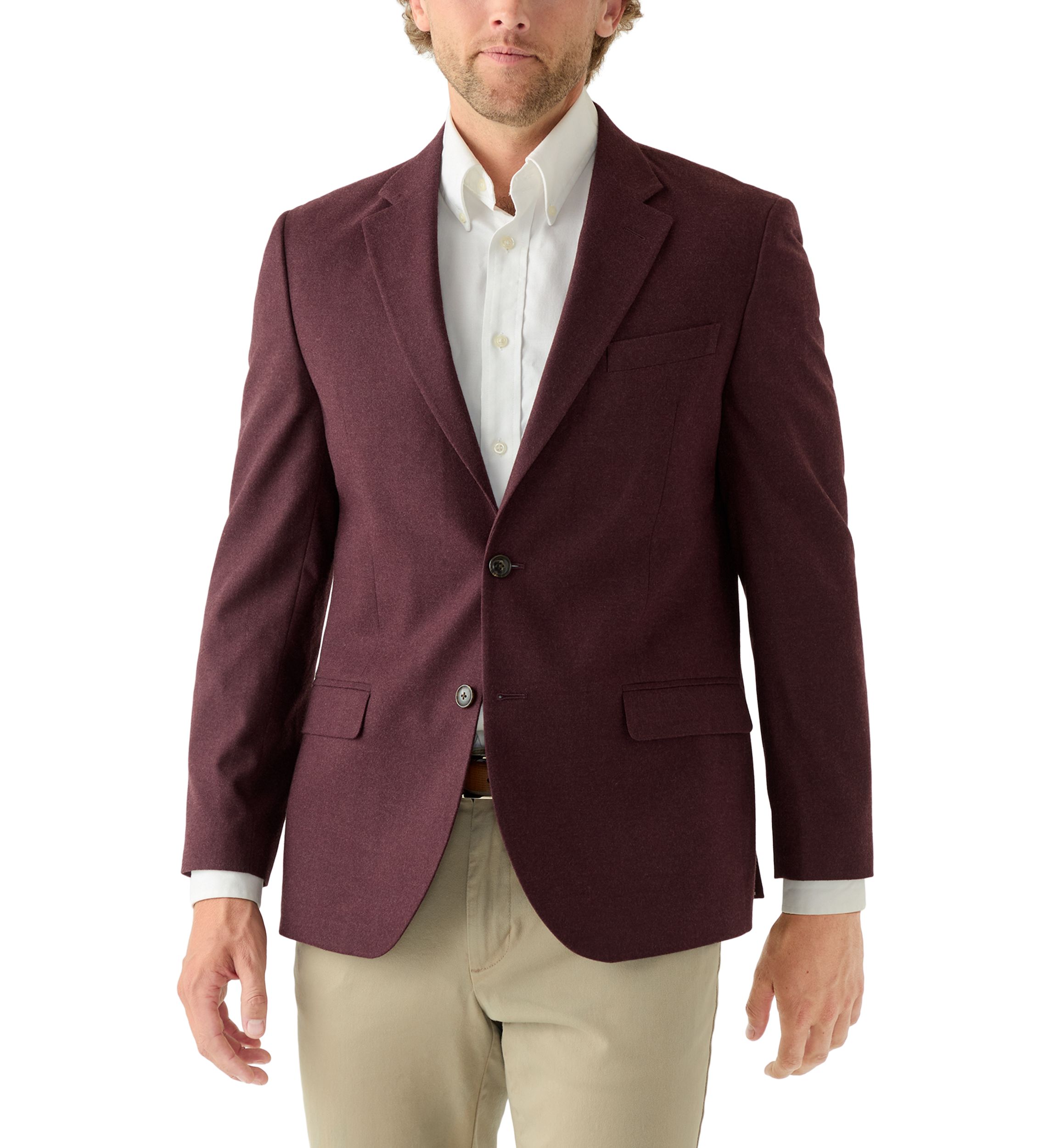 Burgundy Solid Flannel Touch Sport Coat 