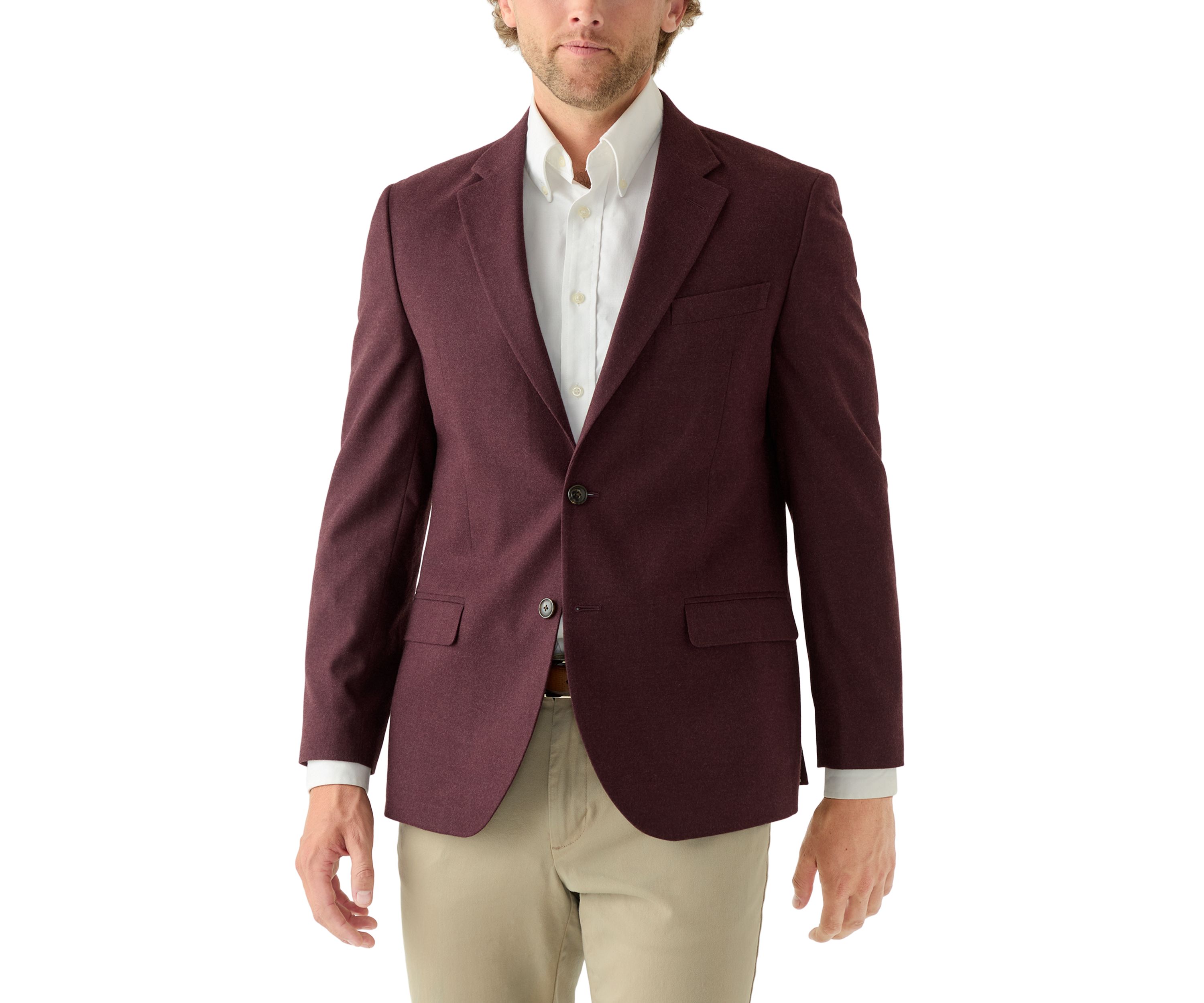 Burgundy Solid Flannel Touch Sport Coat 