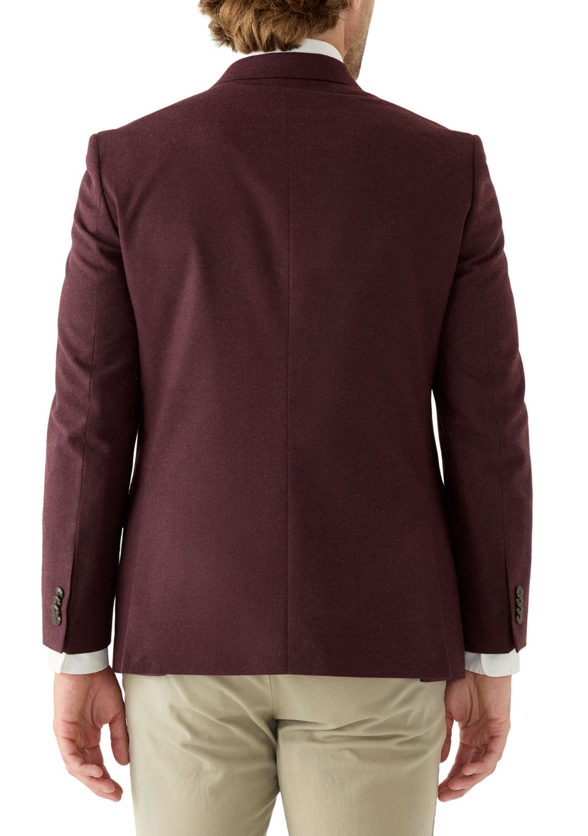 Burgundy Solid Flannel Touch Sport Coat 