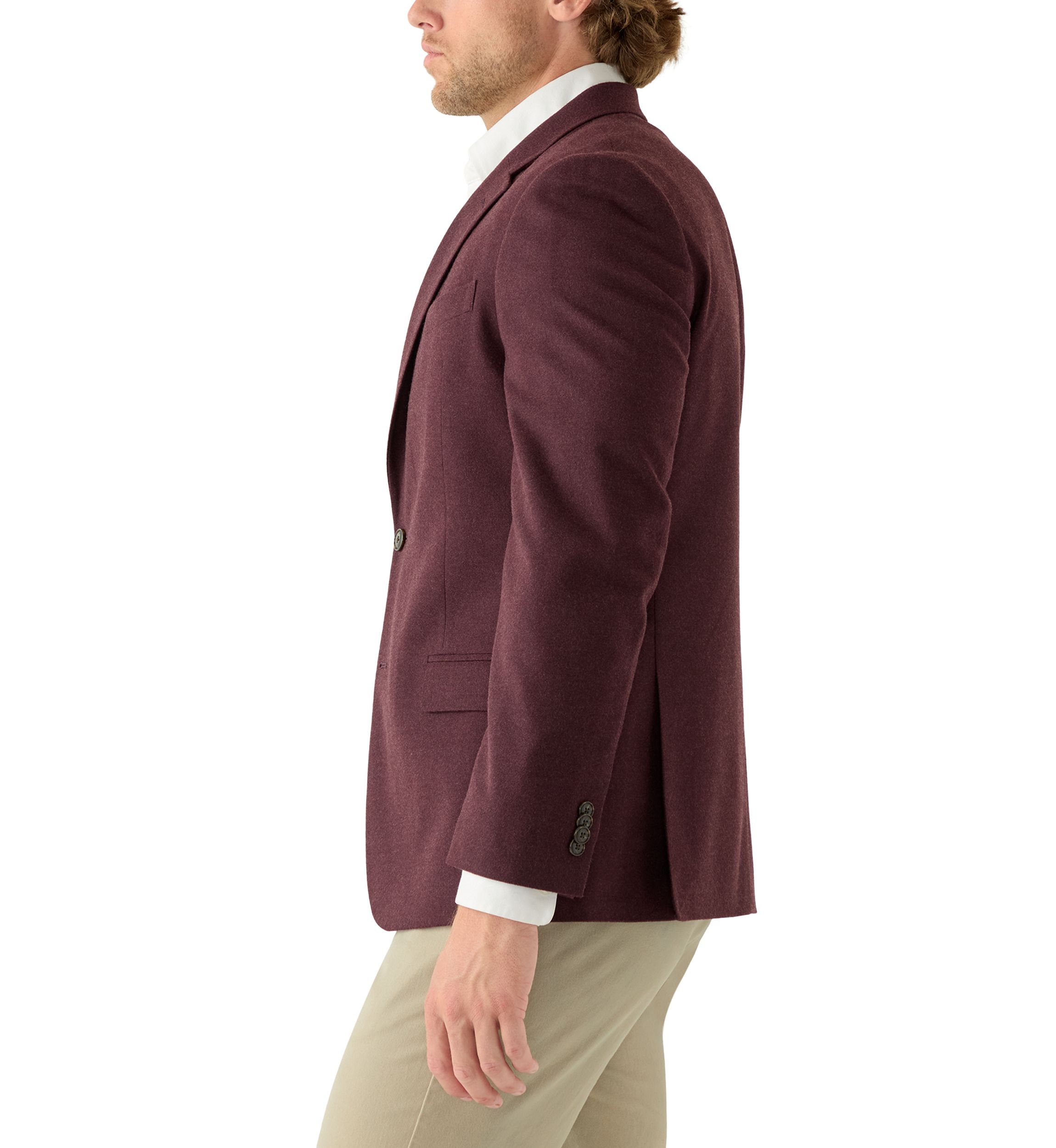 Burgundy Solid Flannel Touch Sport Coat 