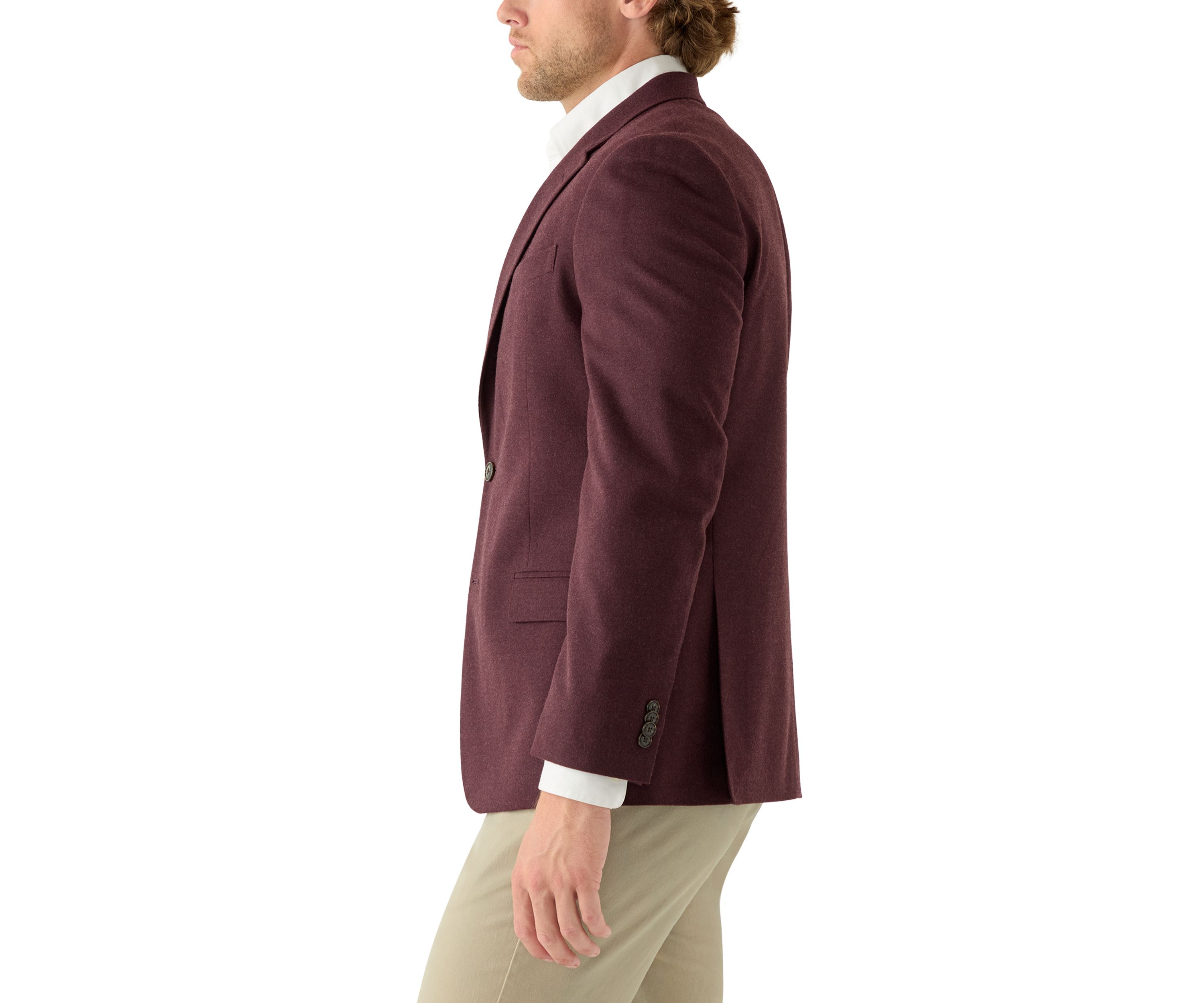 Burgundy Solid Flannel Touch Sport Coat 
