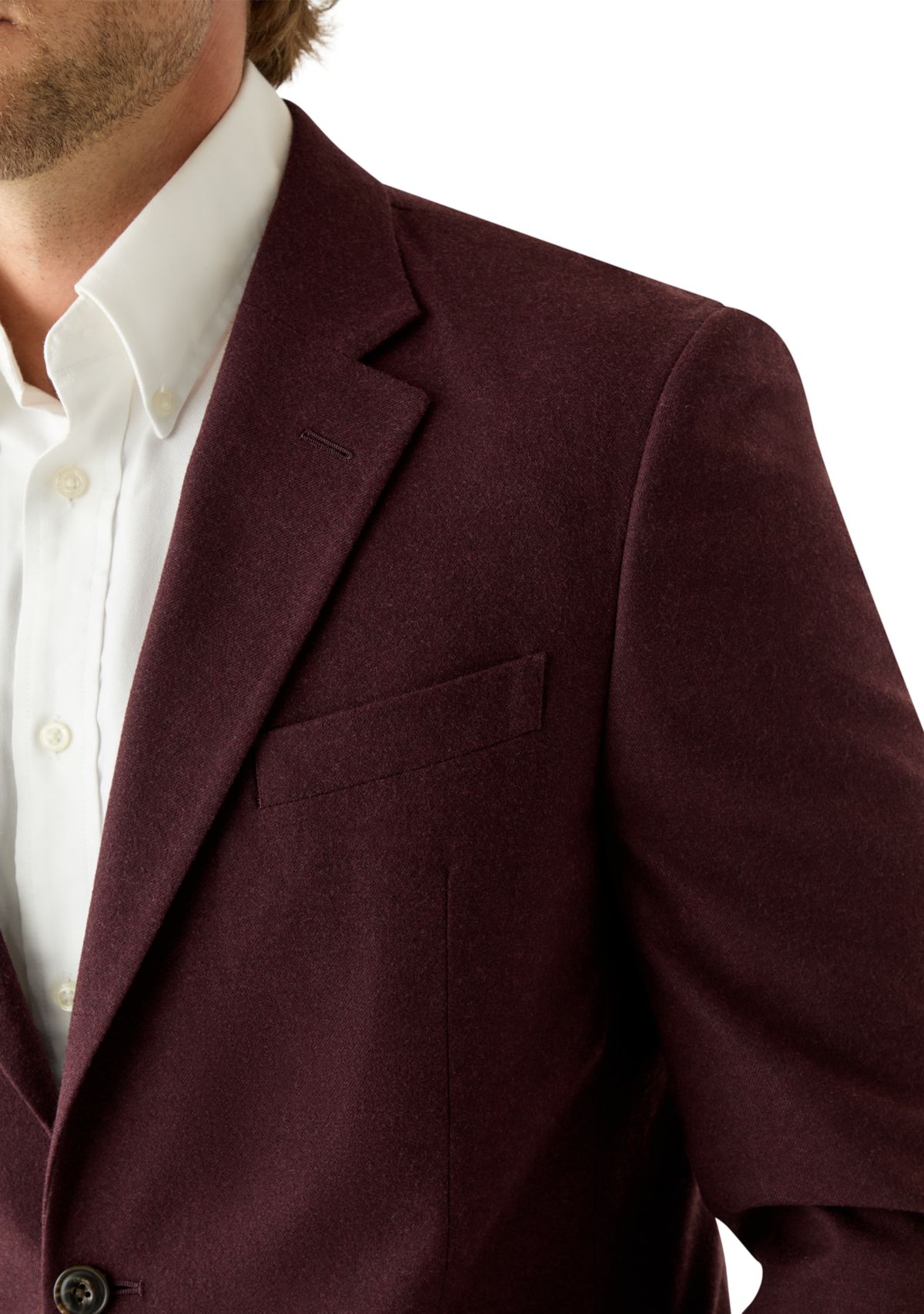 Burgundy Solid Flannel Touch Sport Coat 