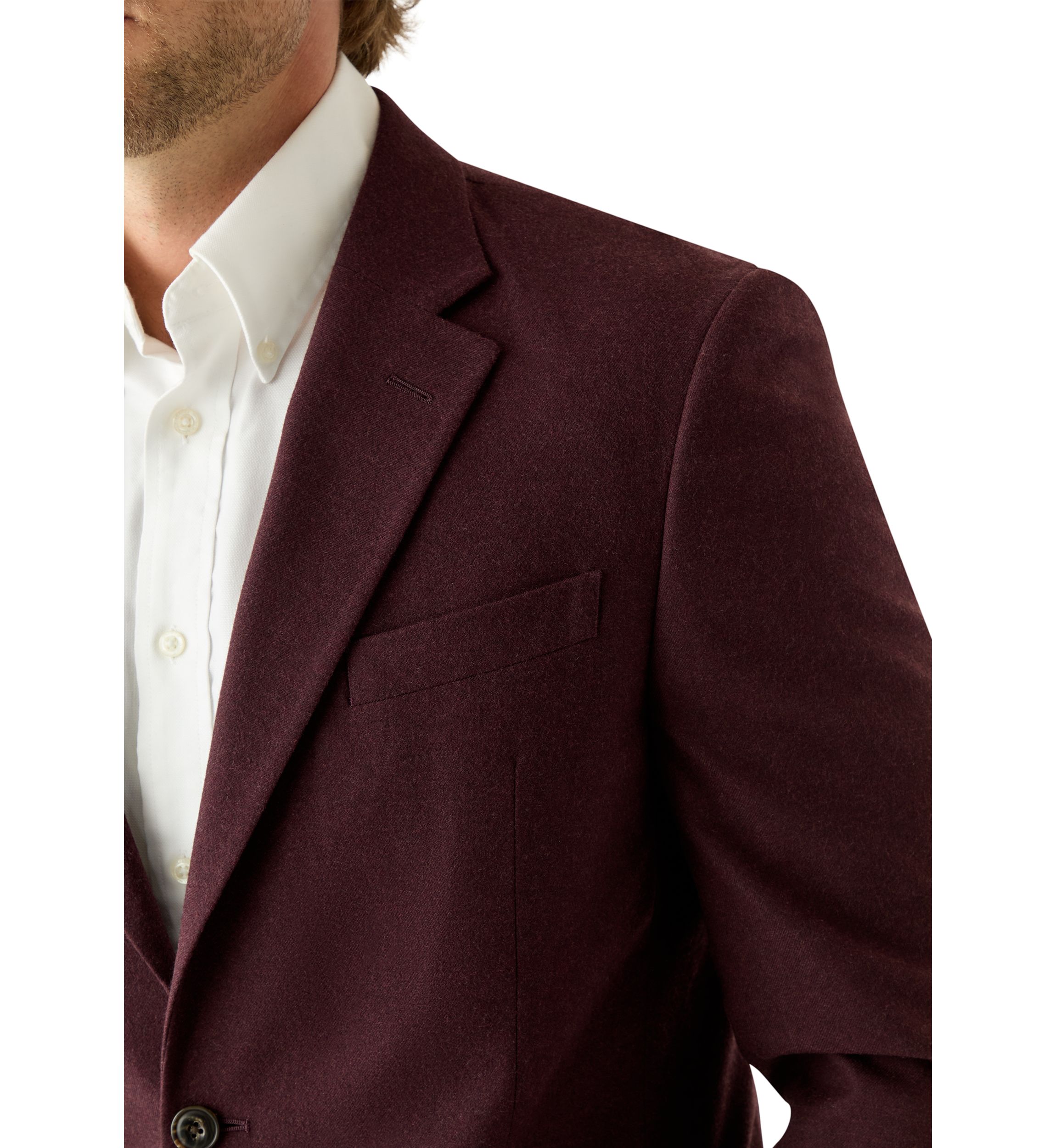 Burgundy Solid Flannel Touch Sport Coat 