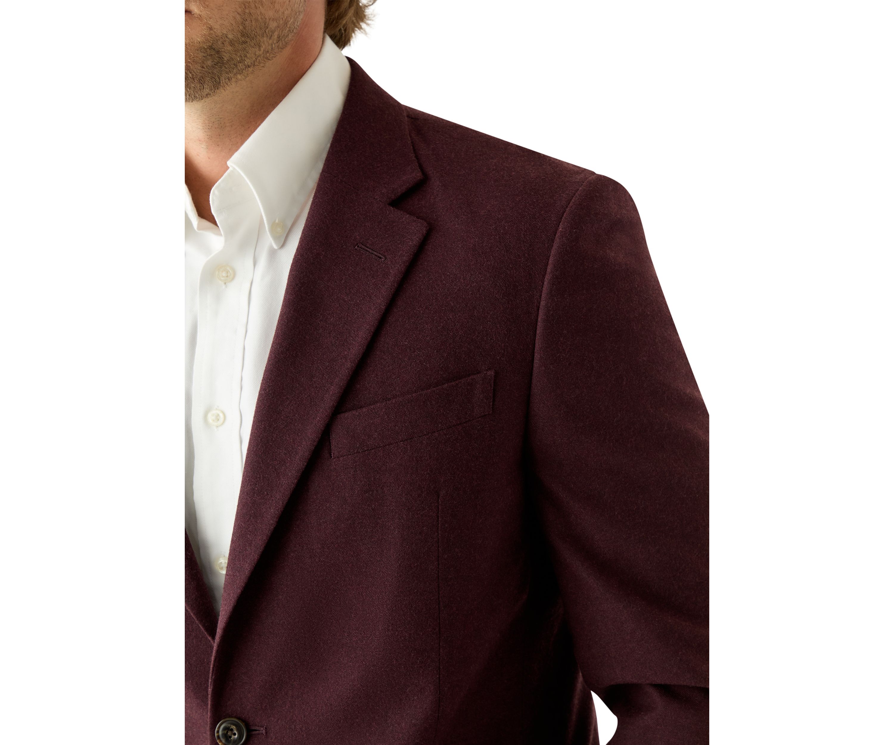 Burgundy Solid Flannel Touch Sport Coat 