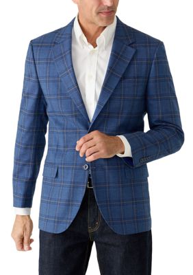 Nautica Men's Plaid Sport Coat, Blue, 48 Long