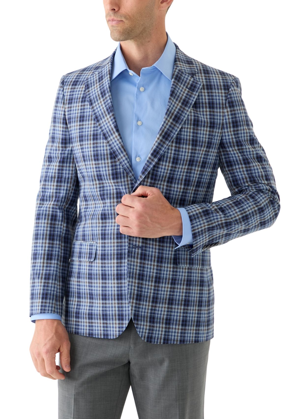 Linen Cotton Plaid Sport Coat 