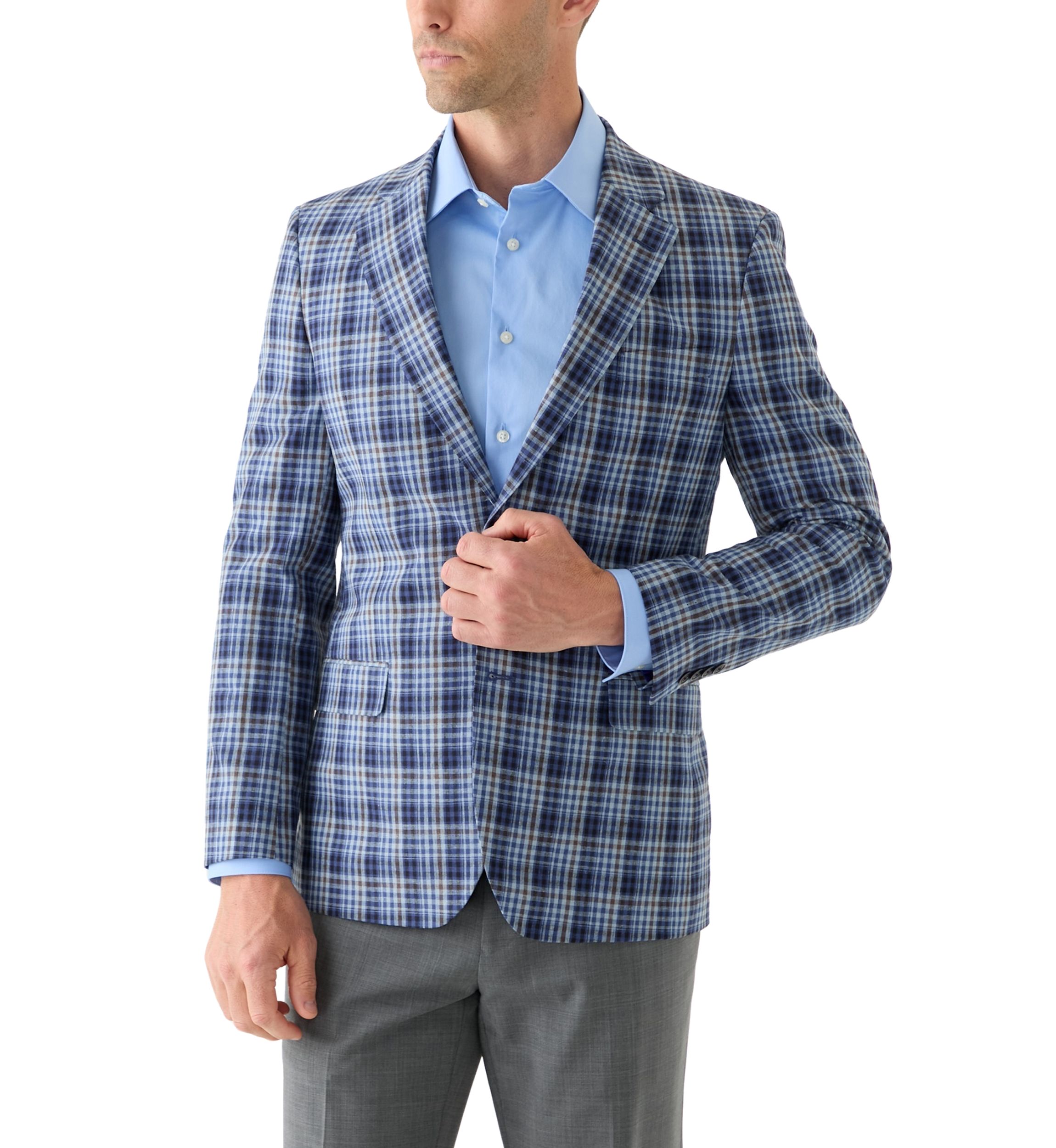 Linen Cotton Plaid Sport Coat 
