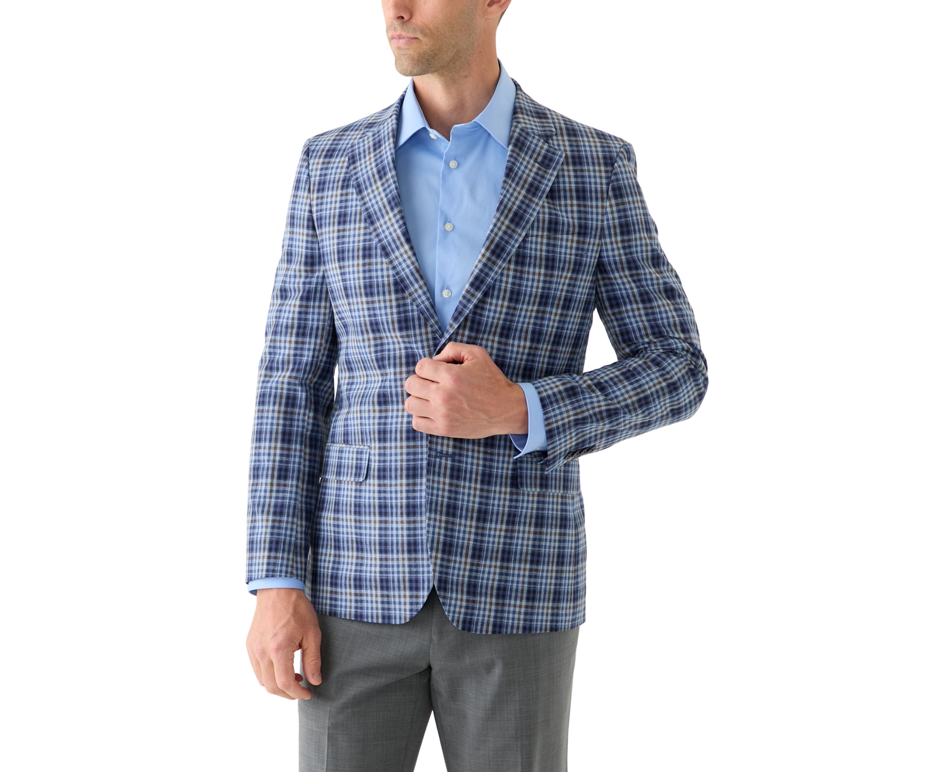 Linen Cotton Plaid Sport Coat 