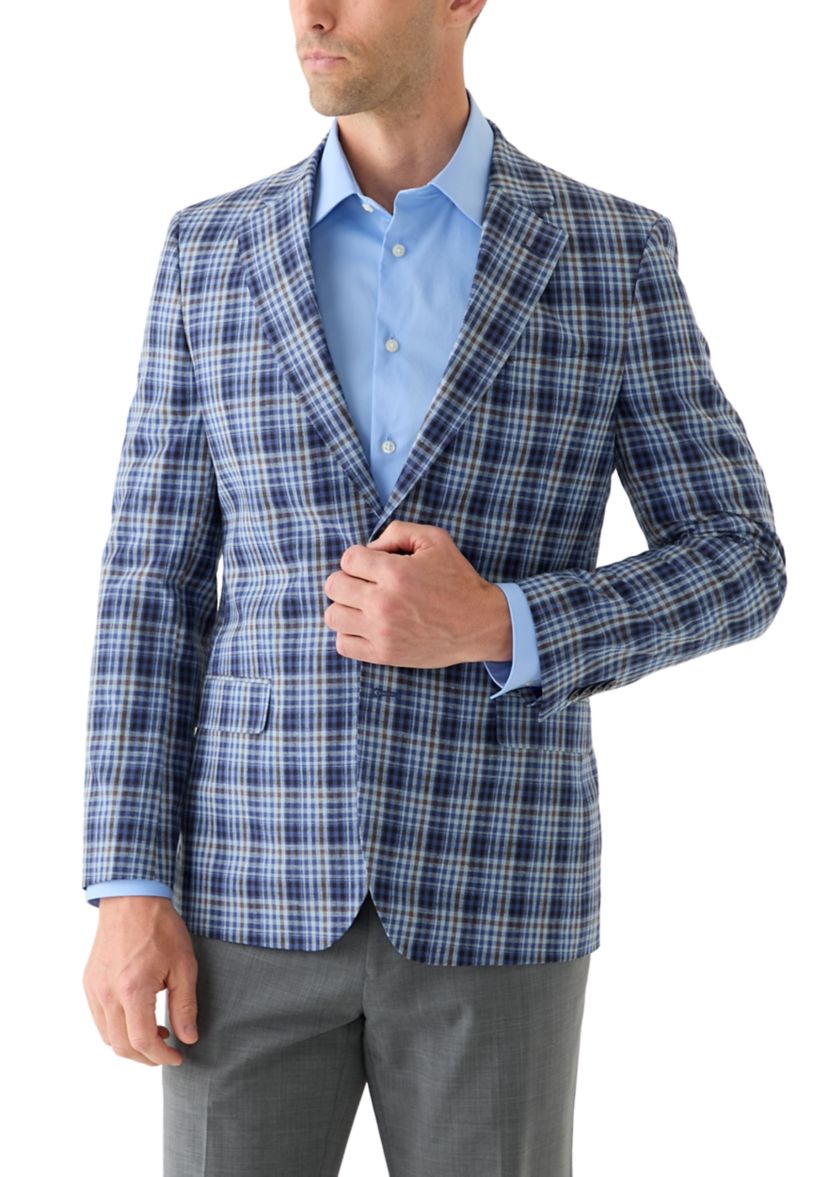 Linen Cotton Plaid Sport Coat 