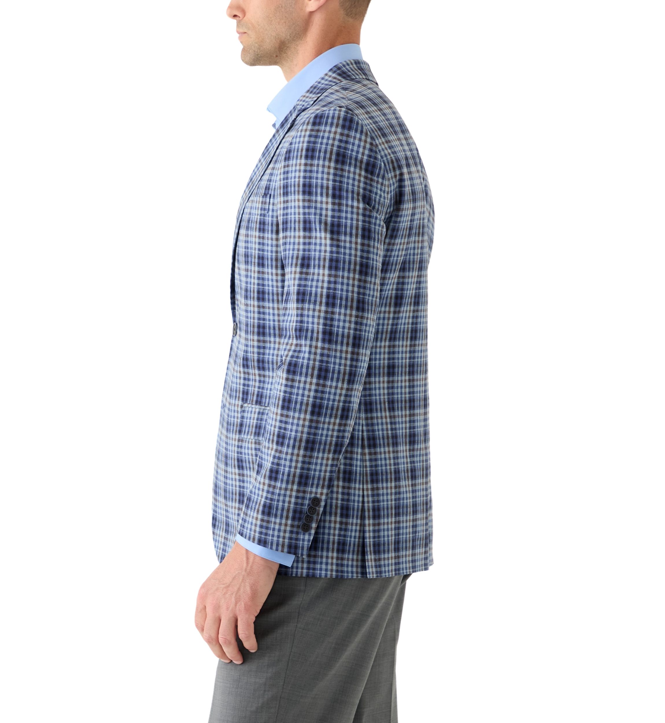 Linen Cotton Plaid Sport Coat 