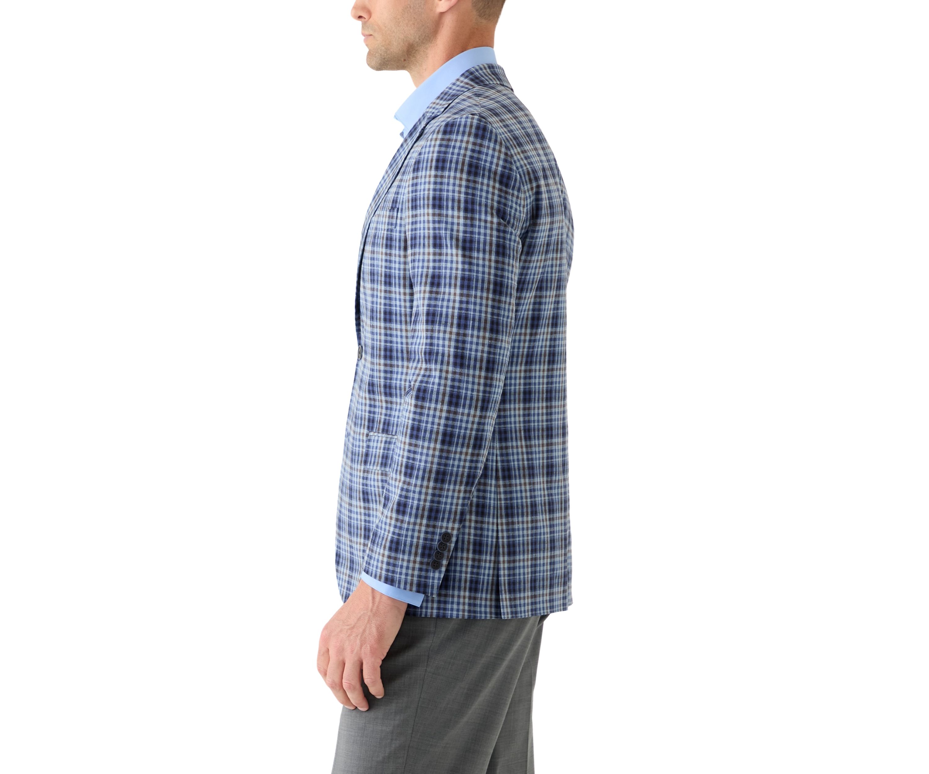 Linen Cotton Plaid Sport Coat 