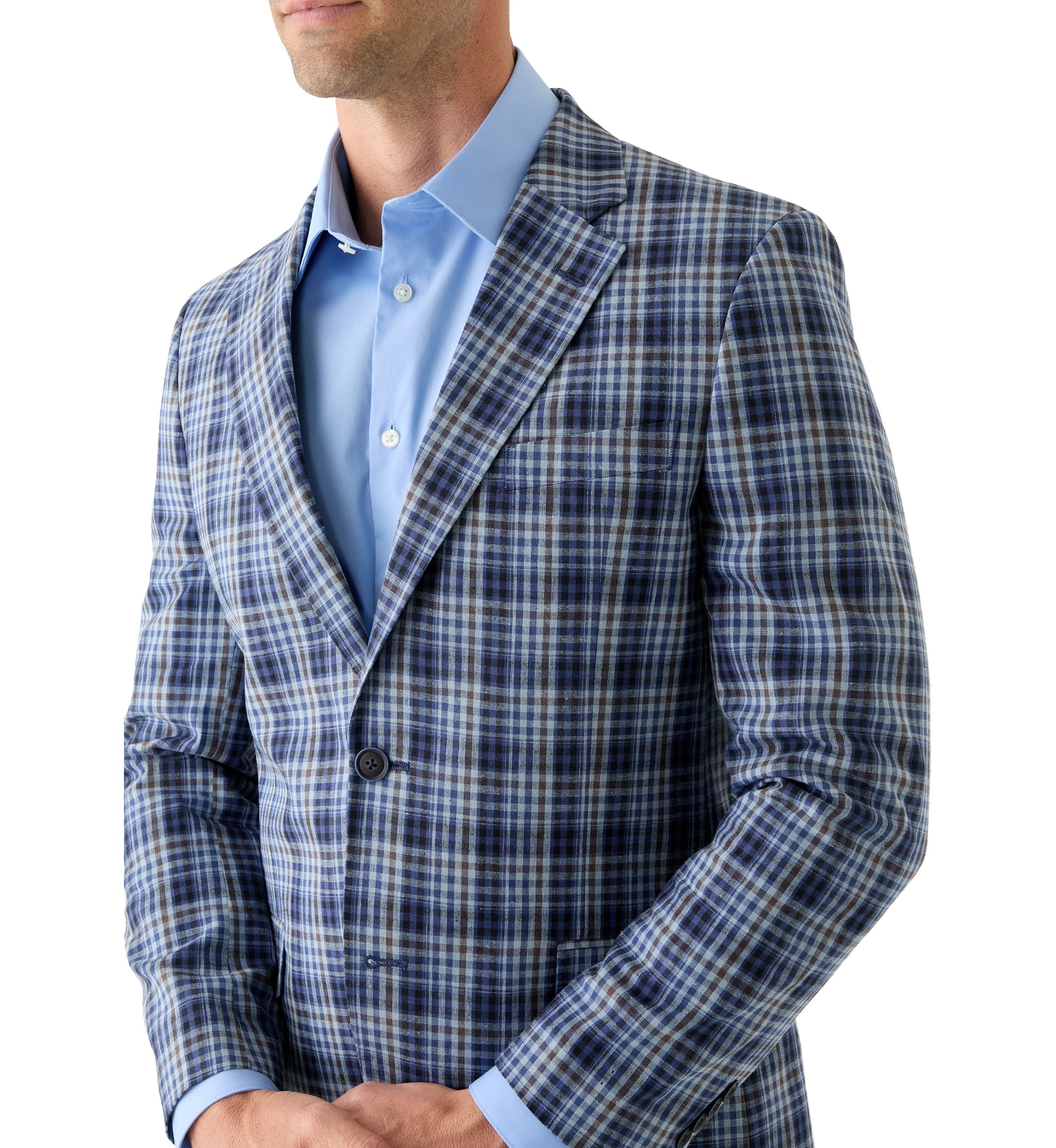 Linen Cotton Plaid Sport Coat 