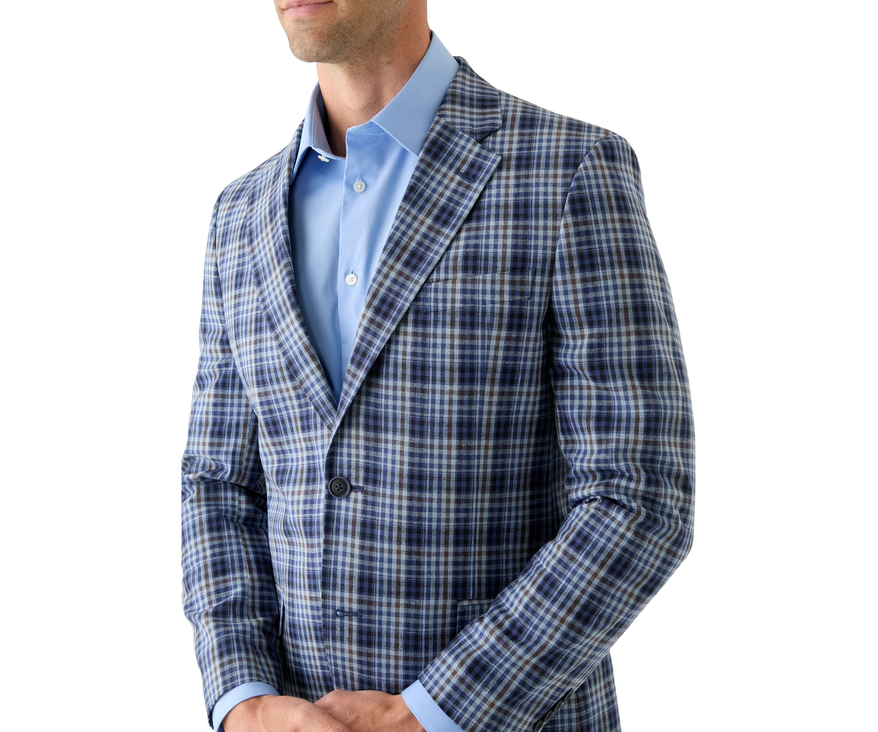 Linen Cotton Plaid Sport Coat 
