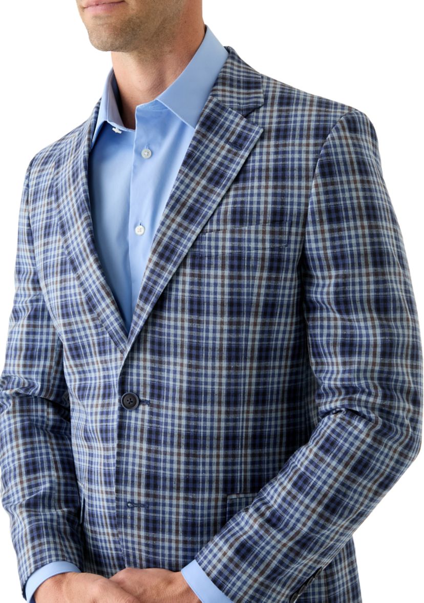 Linen Cotton Plaid Sport Coat 