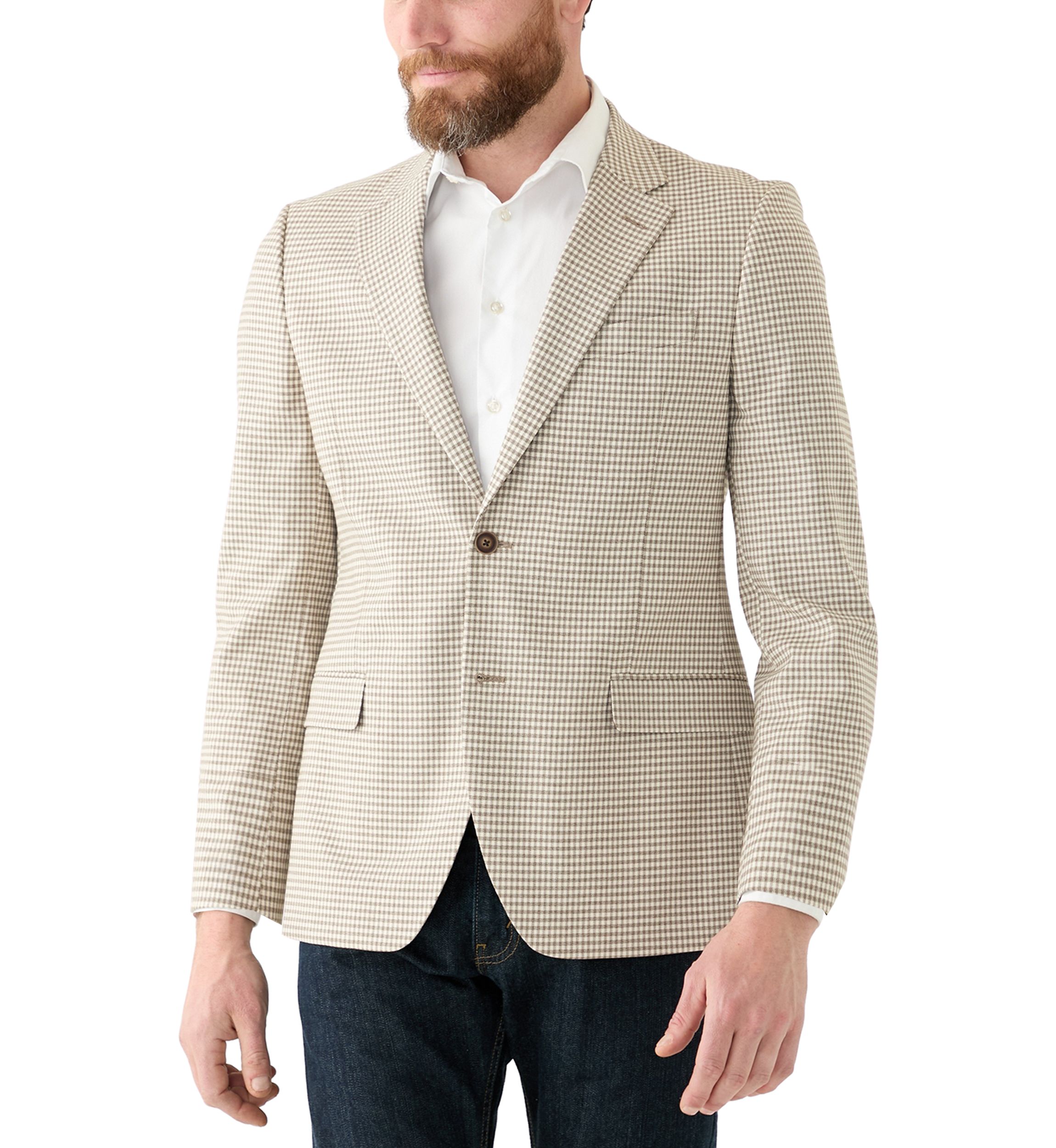 Tan Check Printed Sportcoat